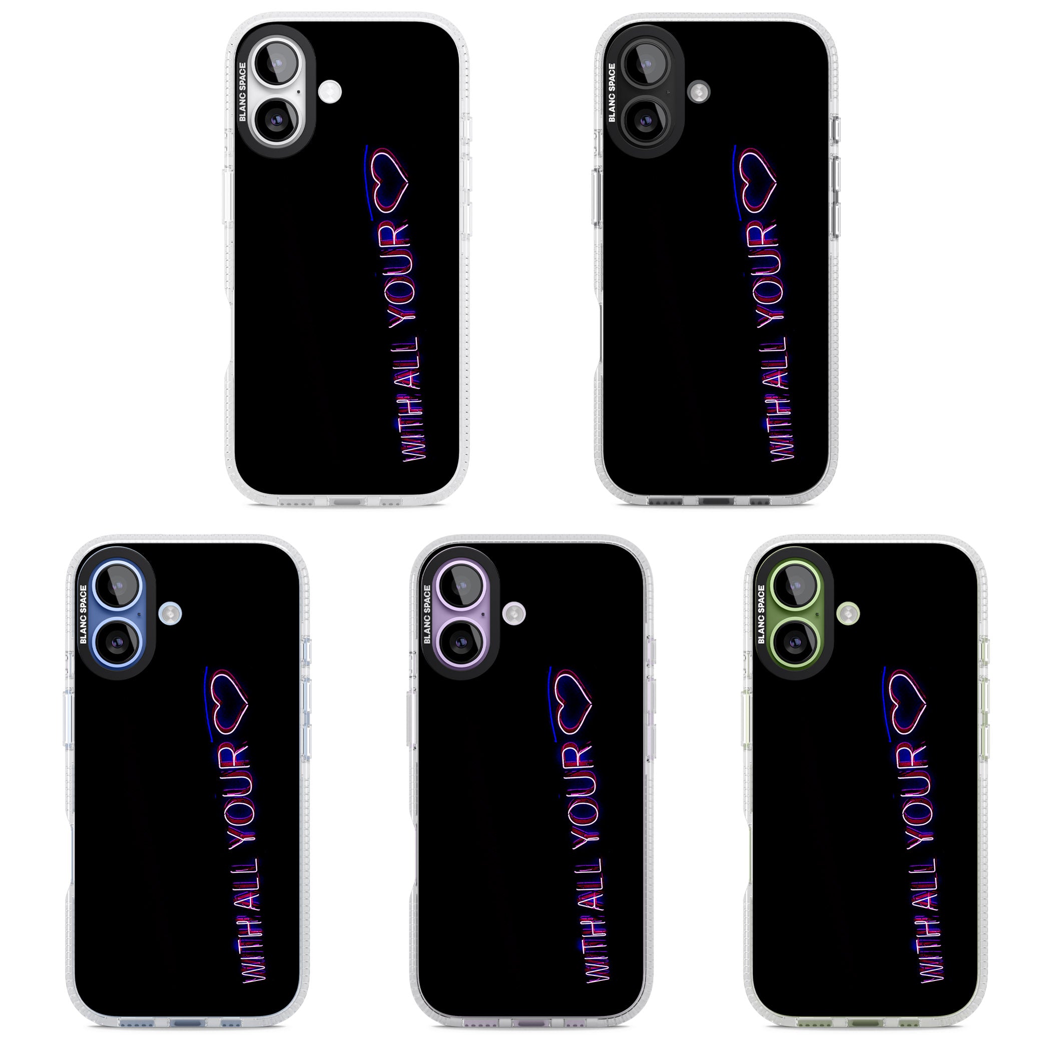 Neon Heart Script iPhone 17 Impact Air Clear Phone Case APT Impact Protection