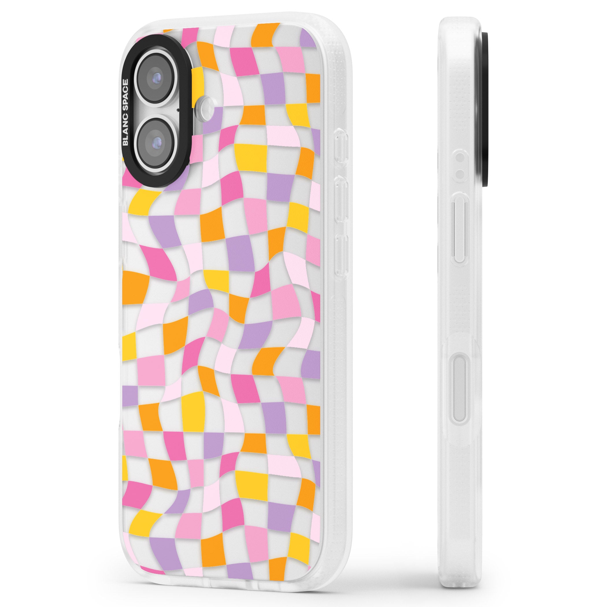 Wonky Squares Pattern iPhone 17 Impact Air Clear Phone Case Side Profile