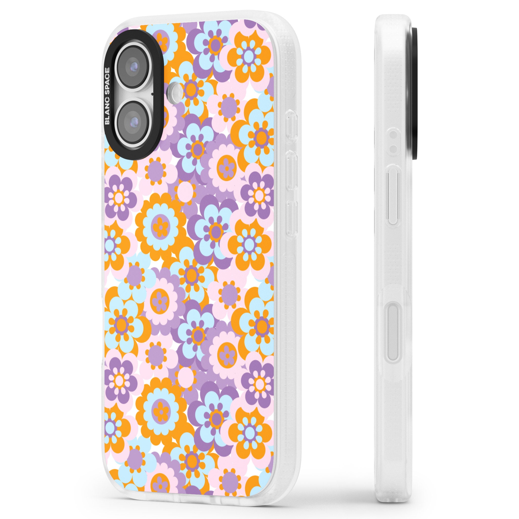 Flower Power Pattern iPhone 17 Impact Air Clear Phone Case Side Profile