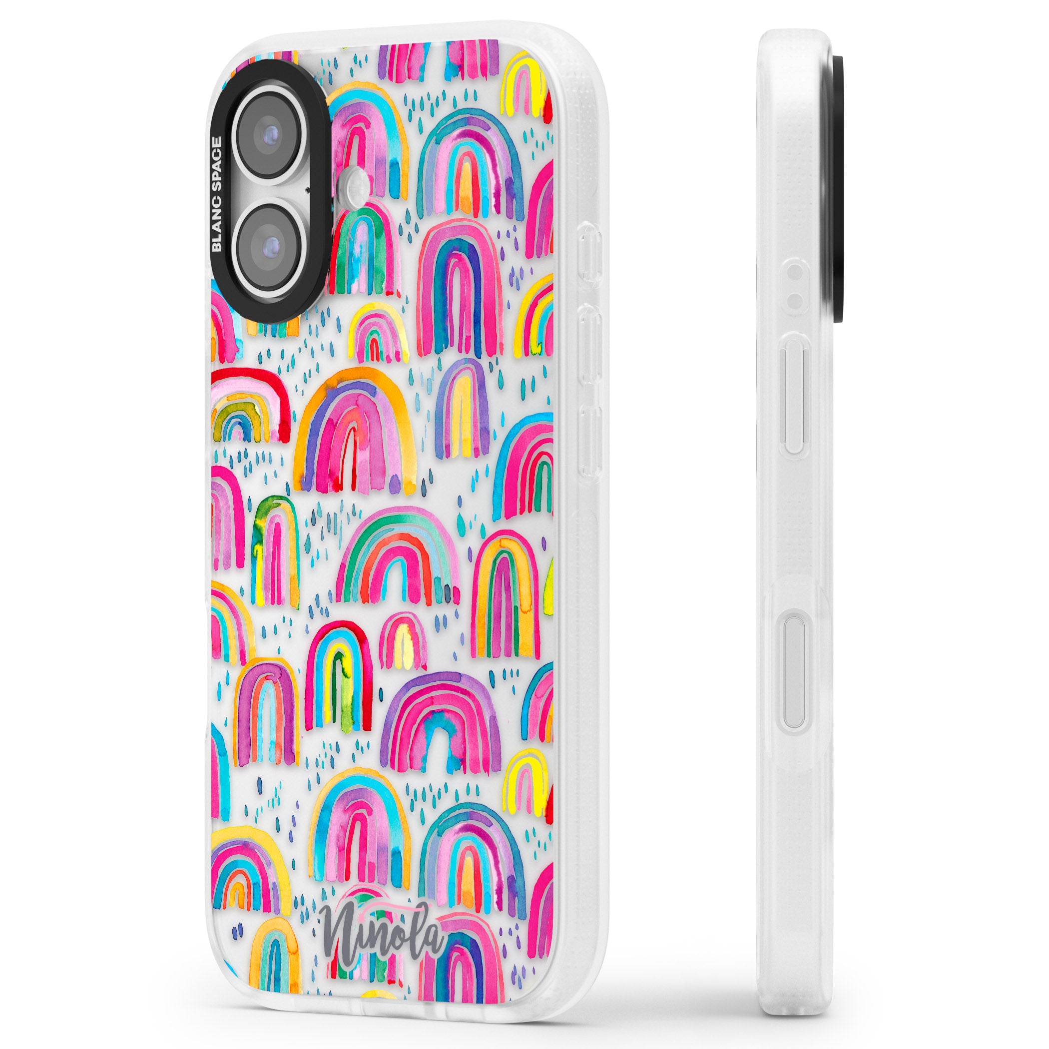 Watercolor Rainbow iPhone 17 Impact Air Clear Phone Case Side Profile