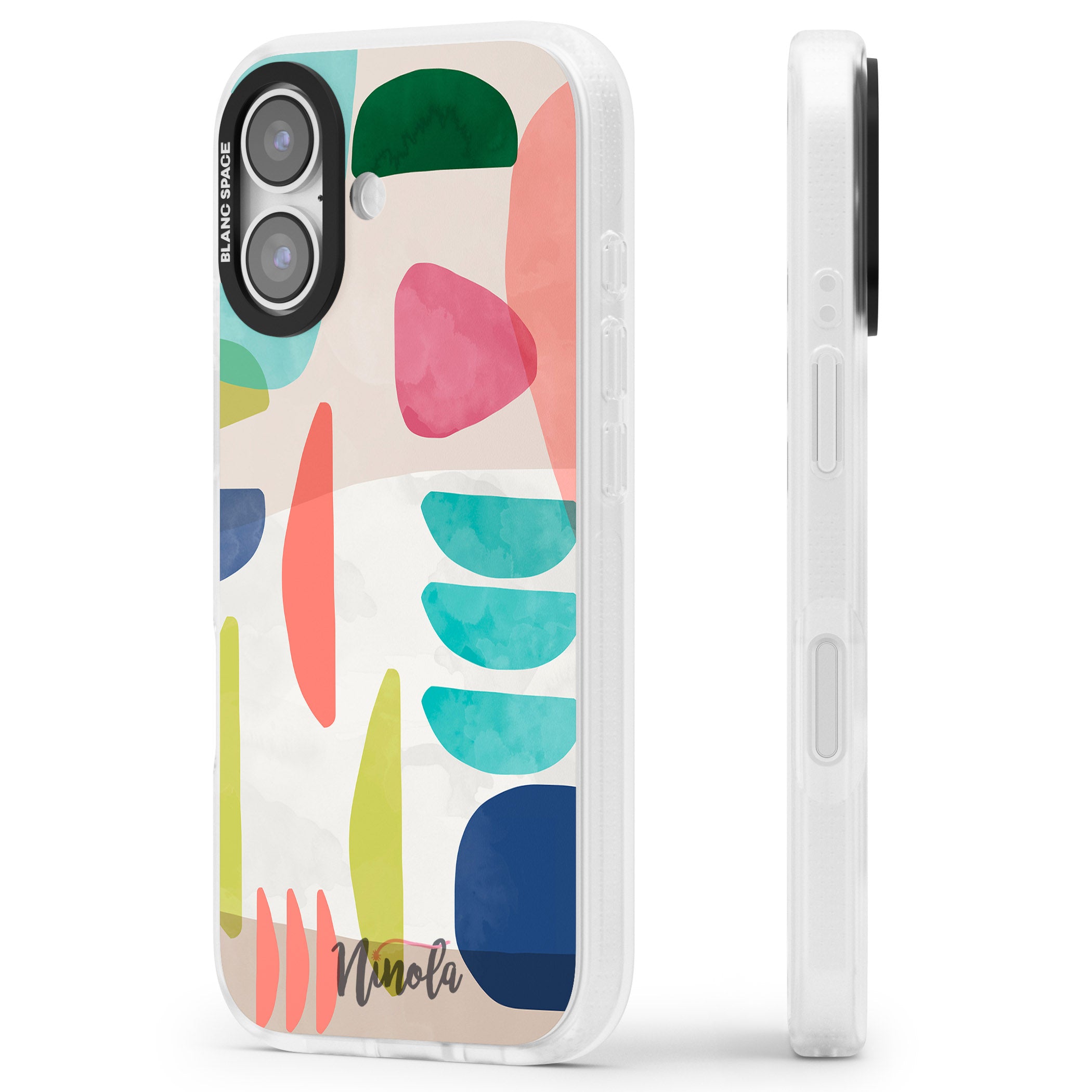 Bold Colorful Shapes iPhone 17 Impact Air Clear Phone Case Side Profile