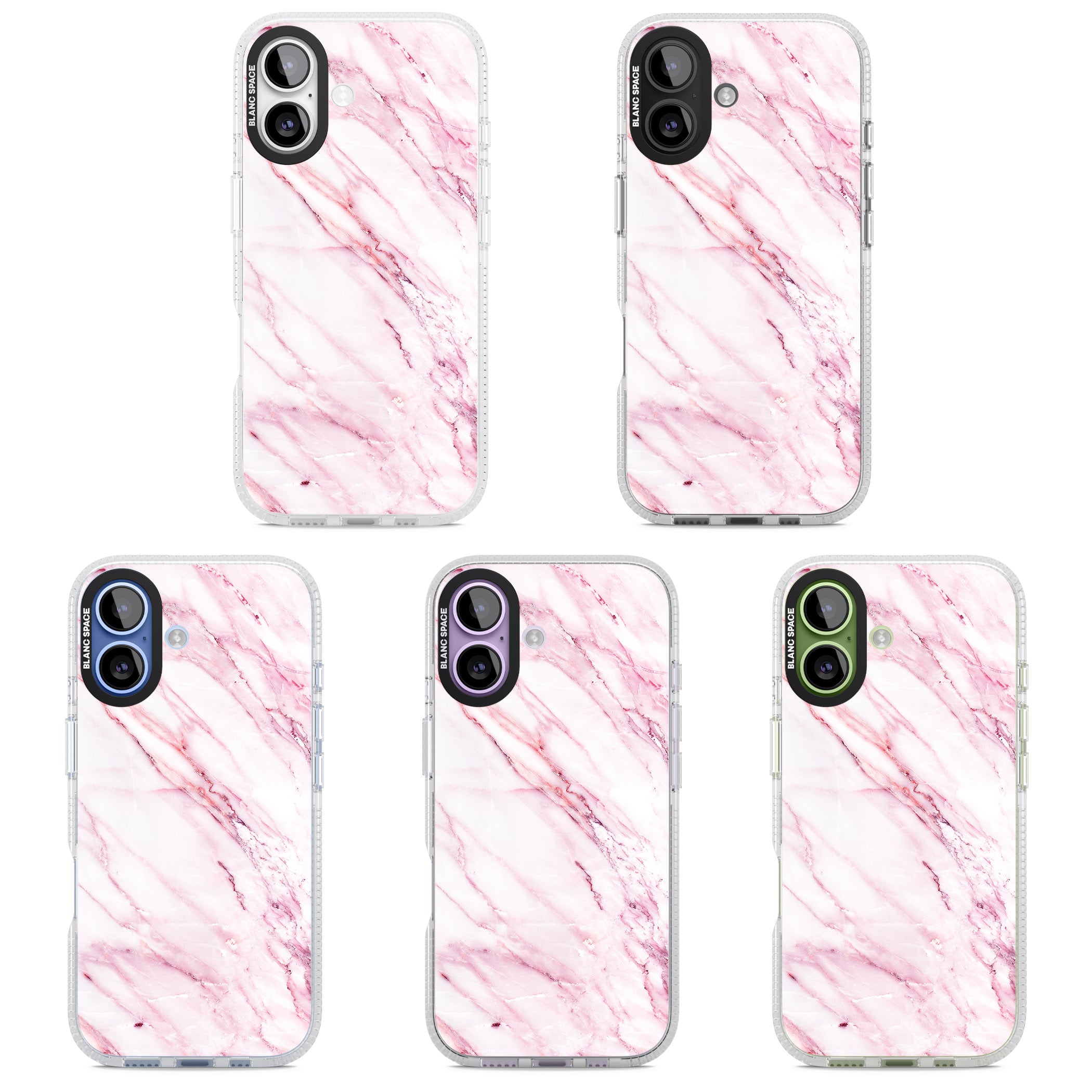White Pink Onyx Marble iPhone 17 Impact Air Clear Phone Case APT Impact Protection