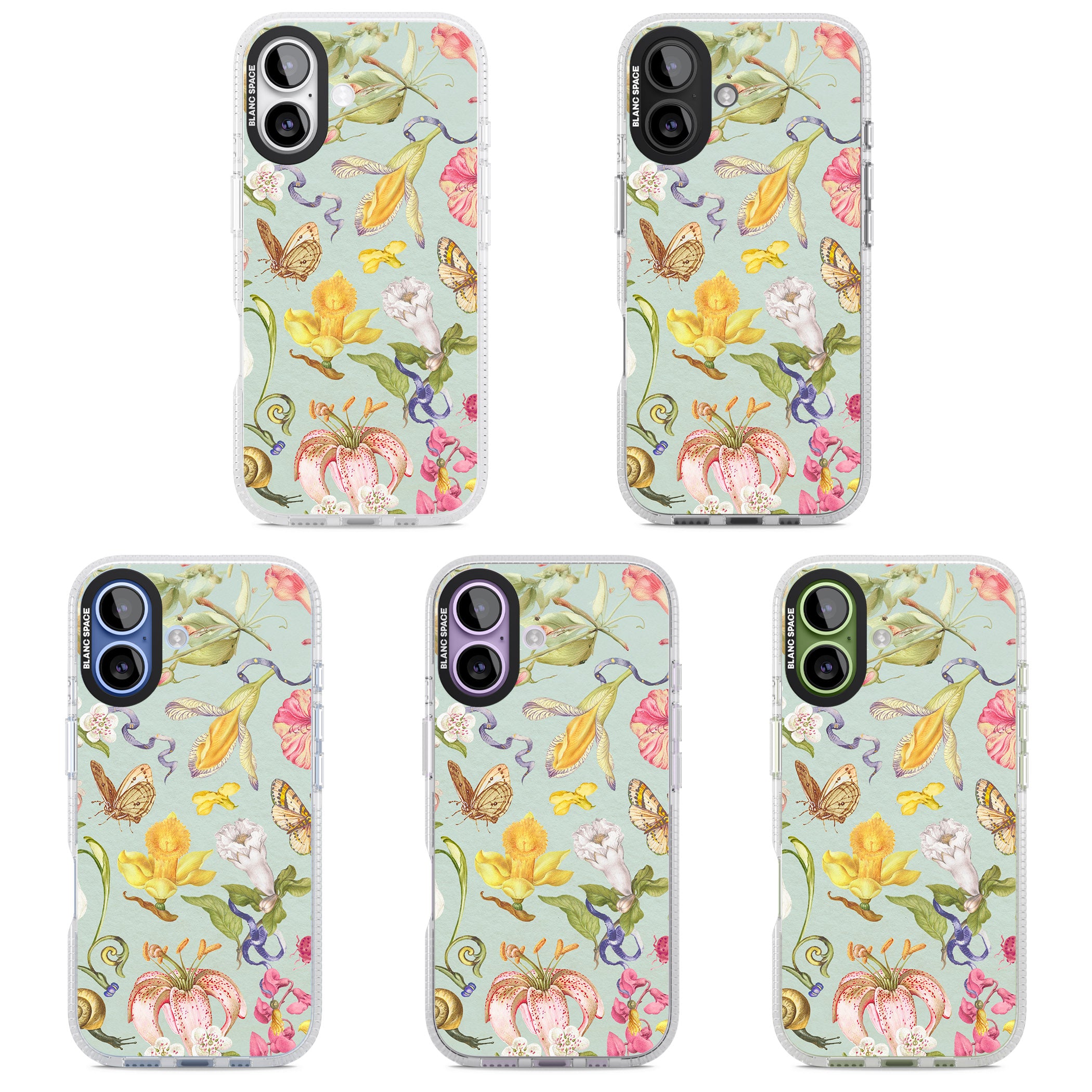 Blue Vintage Painted Flowers iPhone 17 Impact Air Clear Phone Case APT Impact Protection