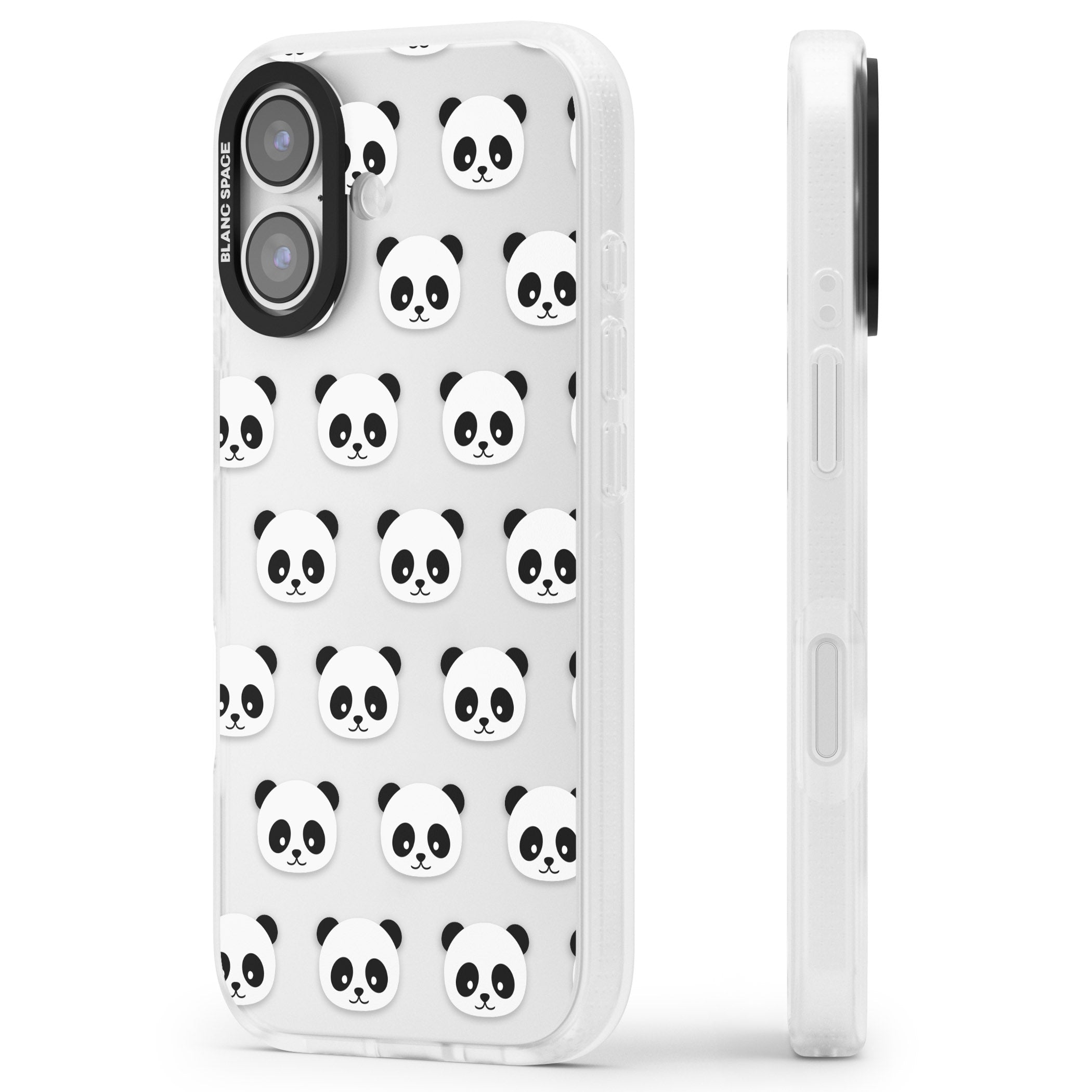 Panda Face Pattern iPhone 17 Impact Air Clear Phone Case Side Profile