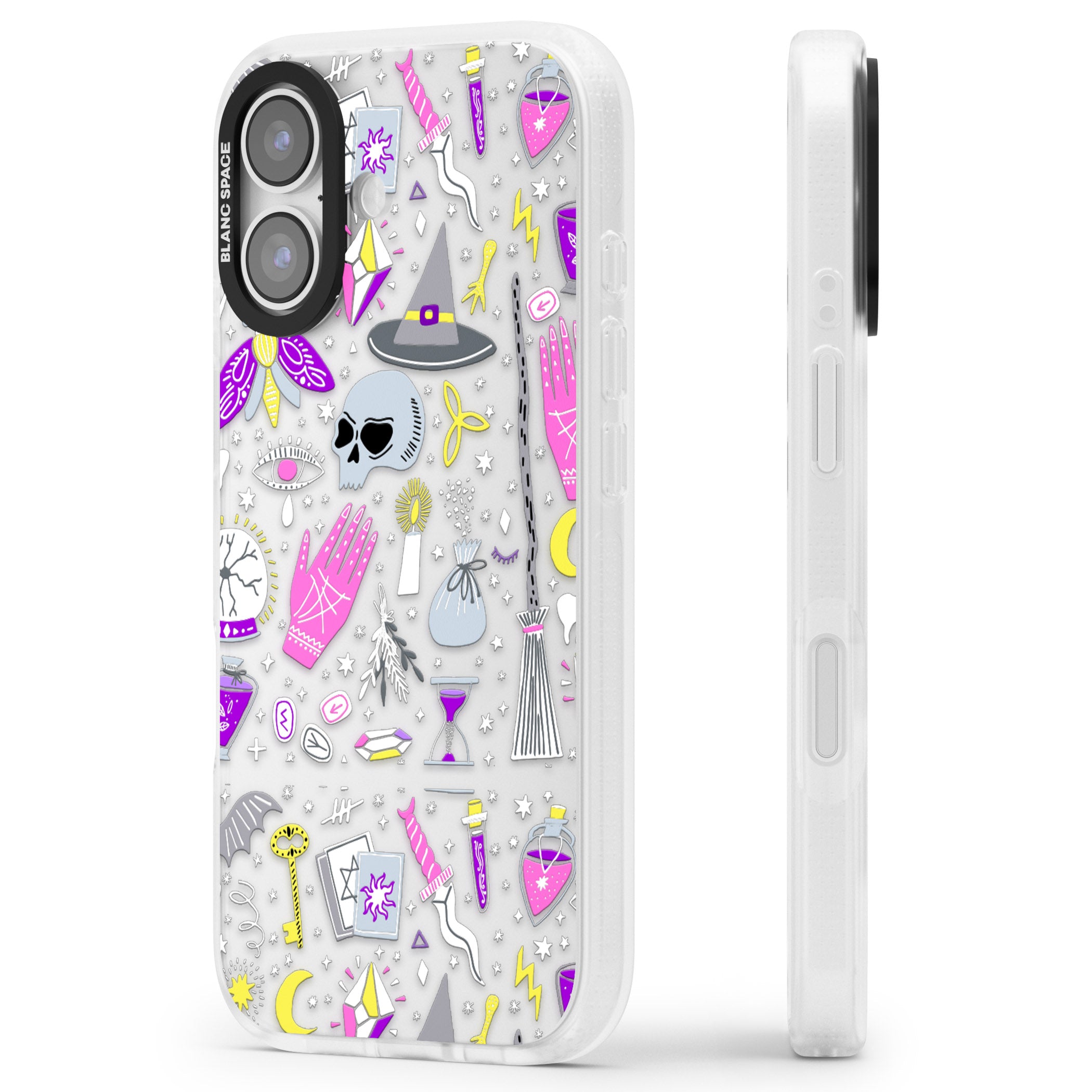 Black Magic Pattern iPhone 17 Impact Air Clear Phone Case Side Profile