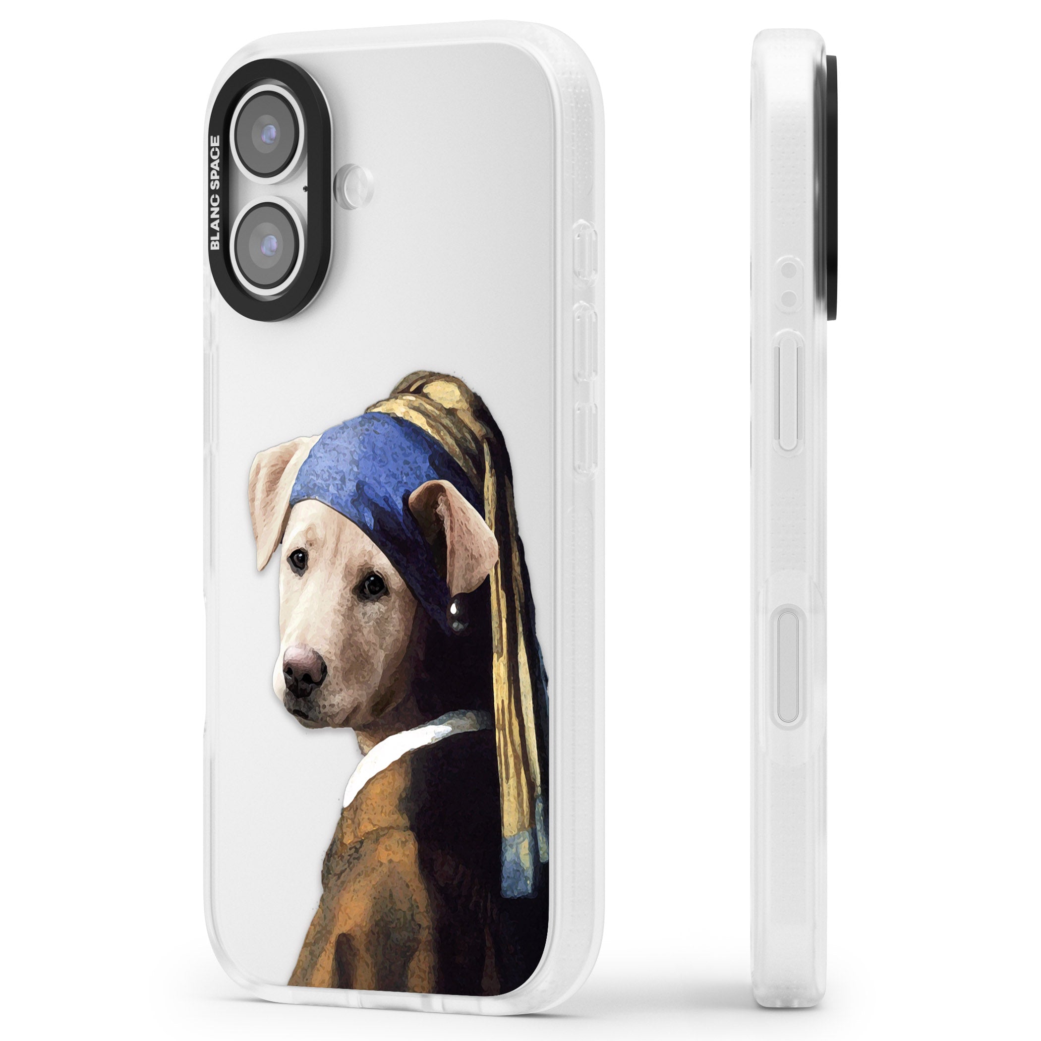 Doggo With A Pearl Earring iPhone 17 Impact Air Clear Phone Case Side Profile