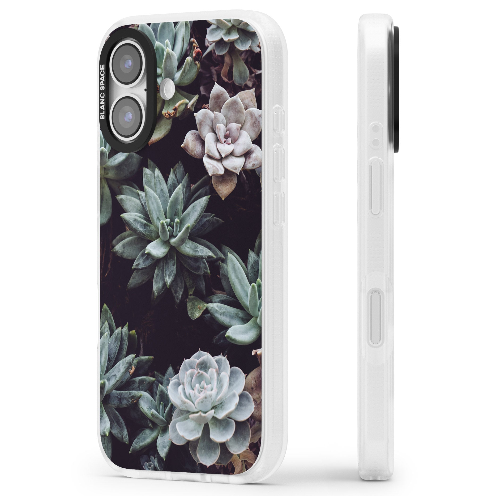 Succulent Bloom Mixed iPhone 17 Impact Air Clear Phone Case Side Profile