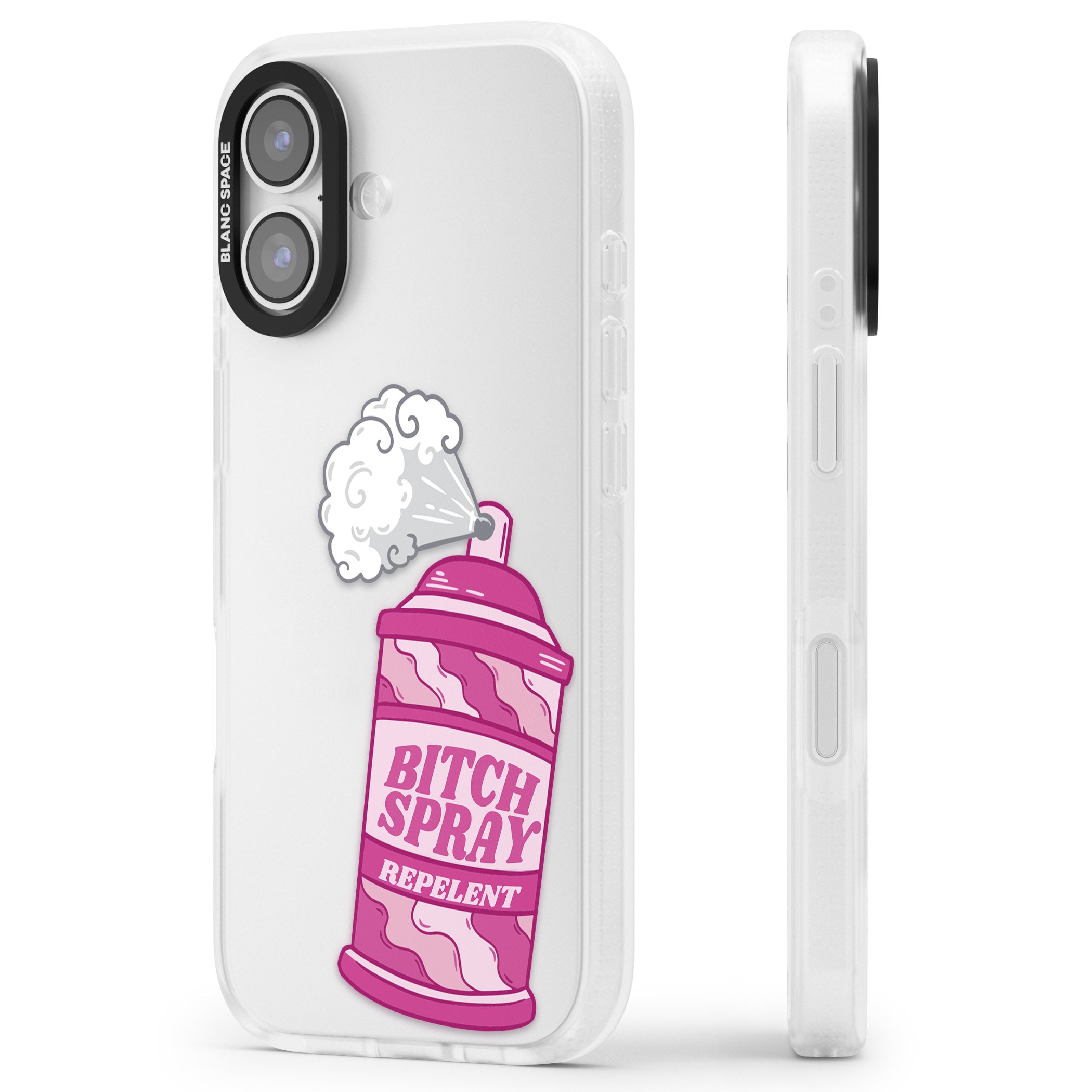 B*Tch Spray iPhone 17 Impact Air Clear Phone Case Side Profile