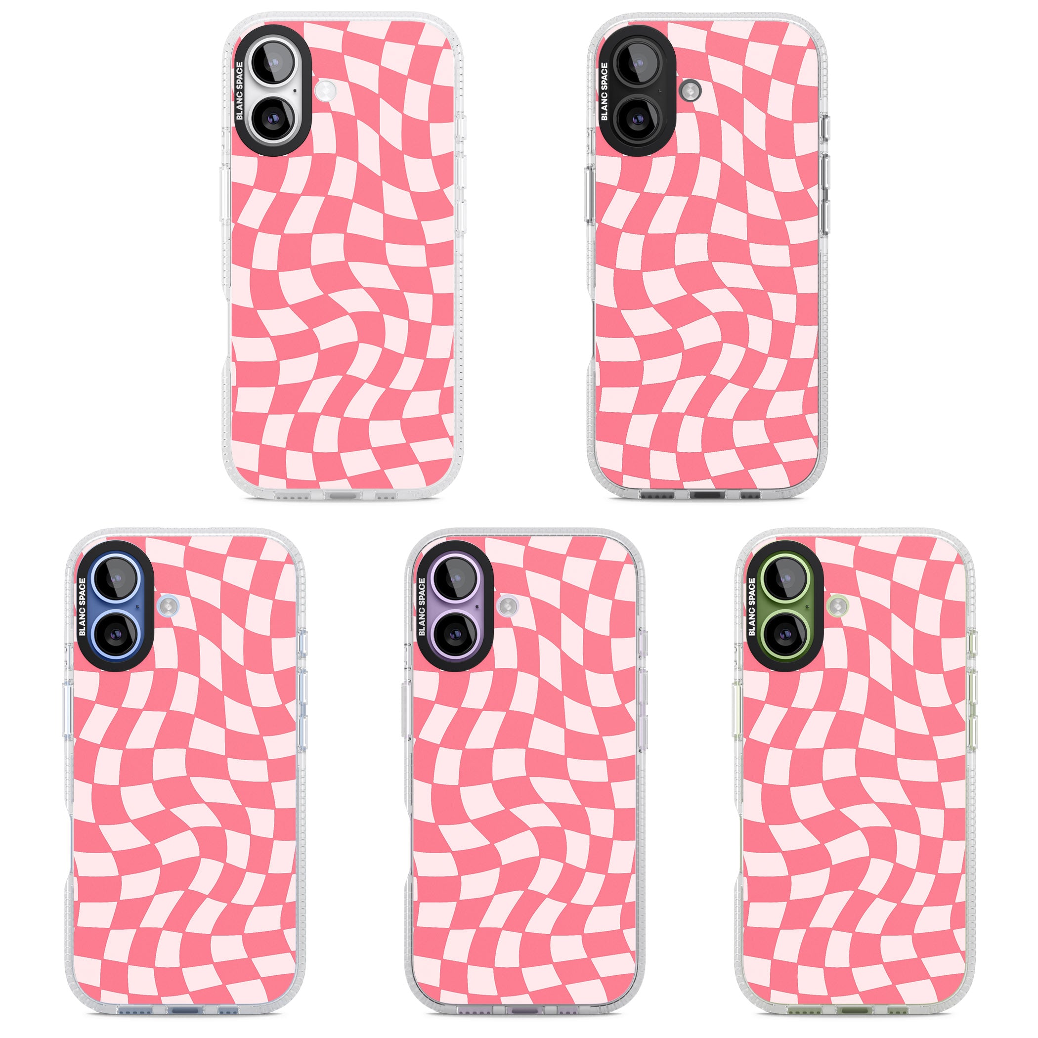 Pink Wavy Checked Pattern iPhone 17 Impact Air Clear Phone Case APT Impact Protection