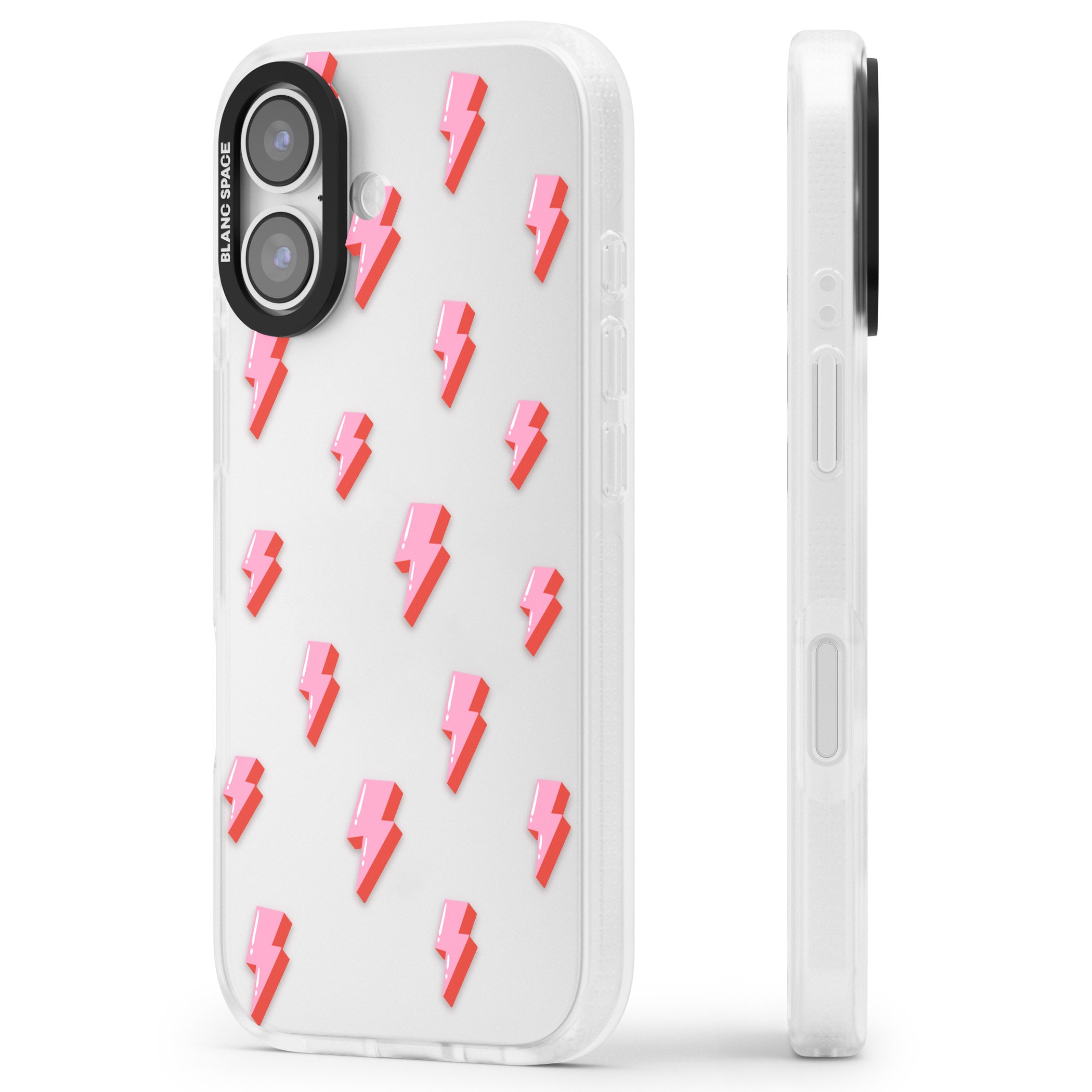 Pink Bolt Pattern iPhone 17 Impact Air Clear Phone Case Side Profile