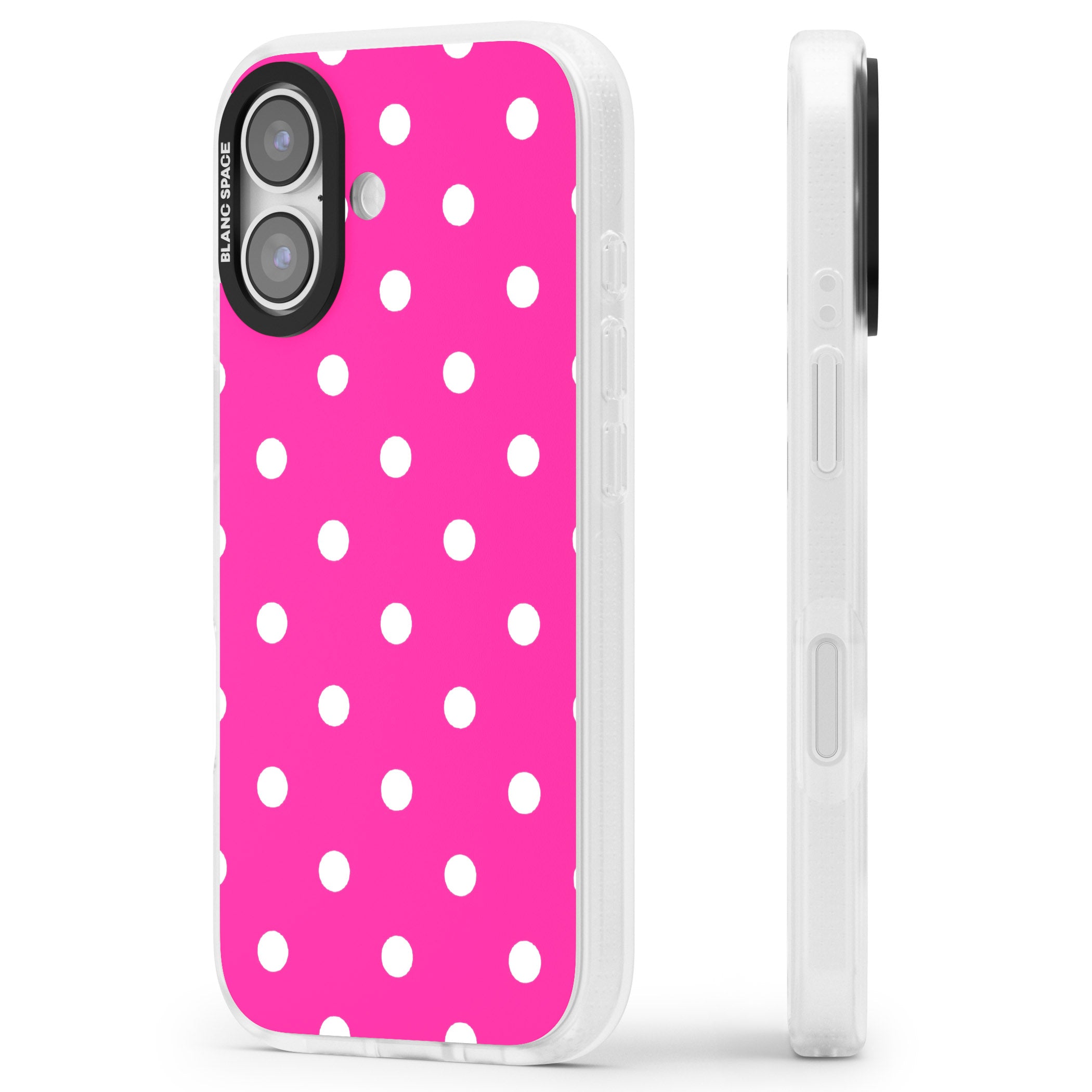 Pink Polka Dot iPhone 17 Impact Air Clear Phone Case Side Profile