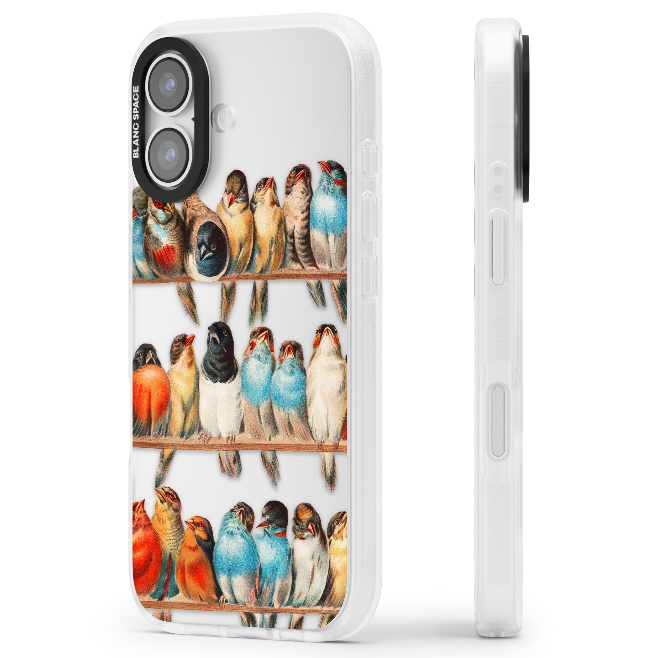 A Perch Of Birds iPhone 17 Impact Air Clear Phone Case Side Profile
