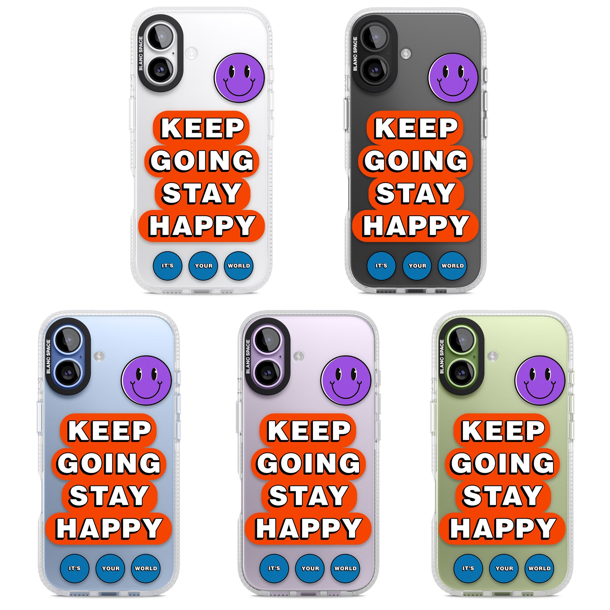 Keep Going Stay Happy iPhone 17 Impact Air Clear Phone Case APT Impact Protection
