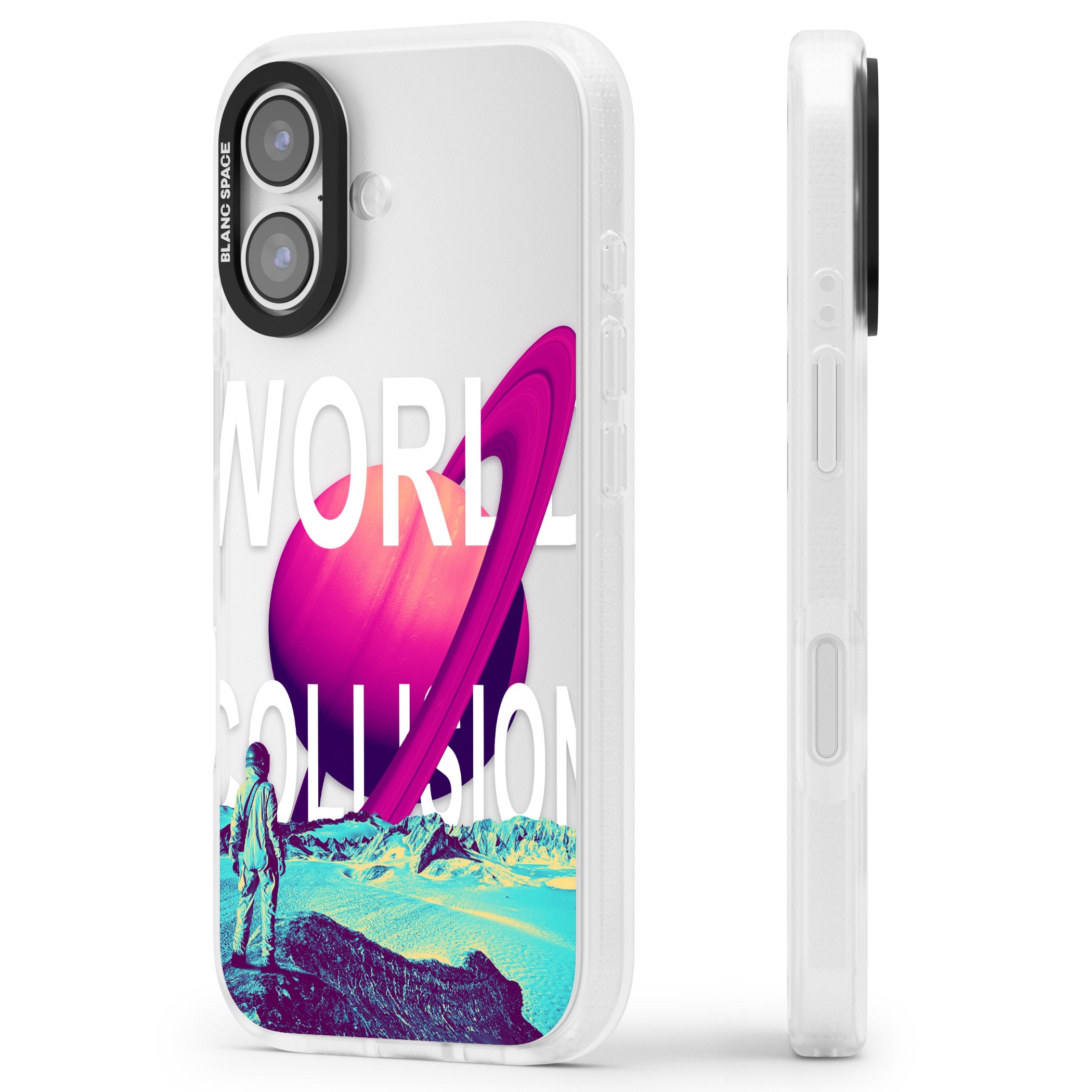 World Collision iPhone 17 Impact Air Clear Phone Case Side Profile