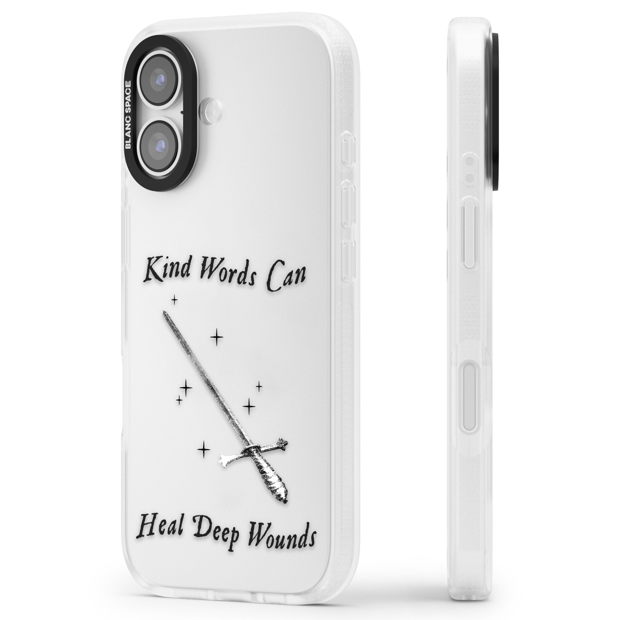 Kind Words Can Heal Deep Wounds iPhone 17 Impact Air Clear Phone Case Side Profile