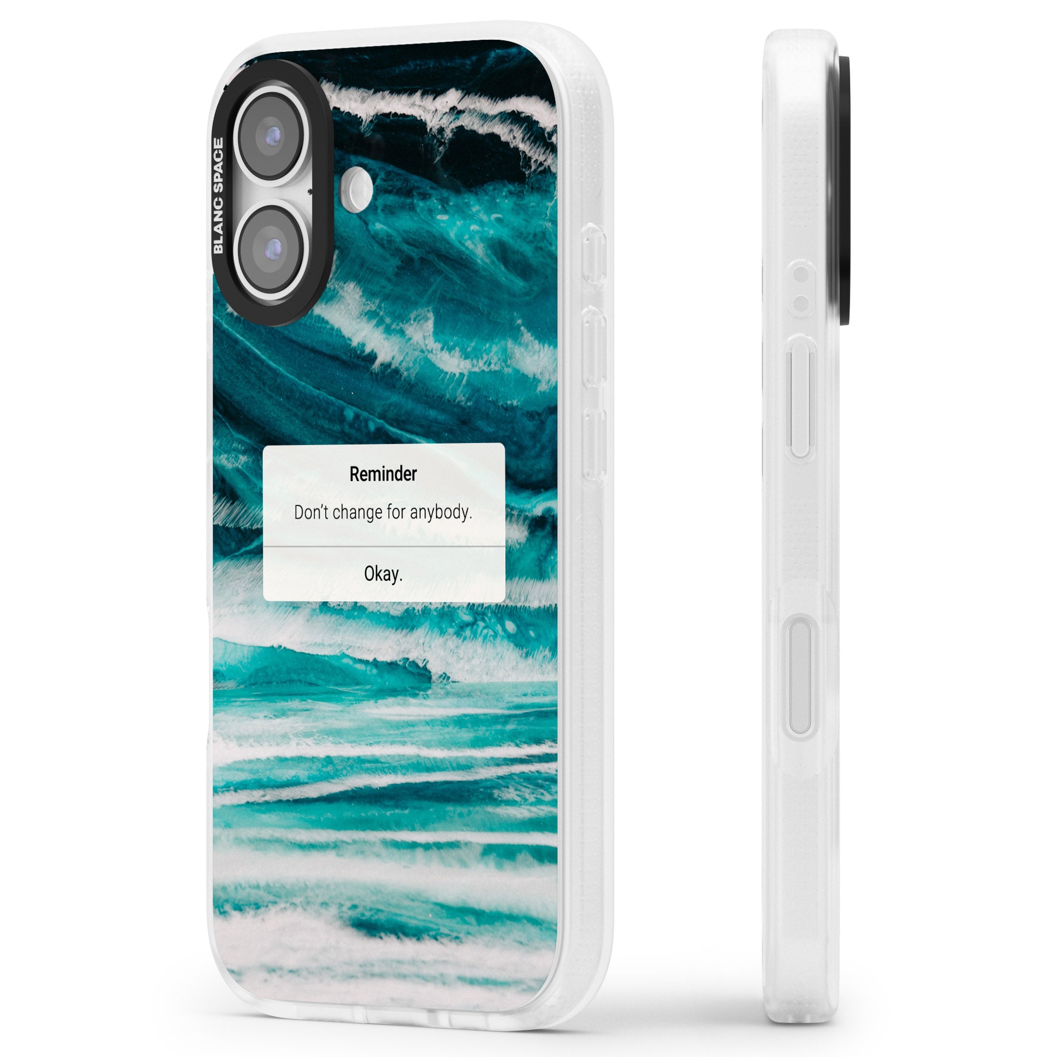 Ocean Vibe Reminder iPhone 17 Impact Air Clear Phone Case Side Profile