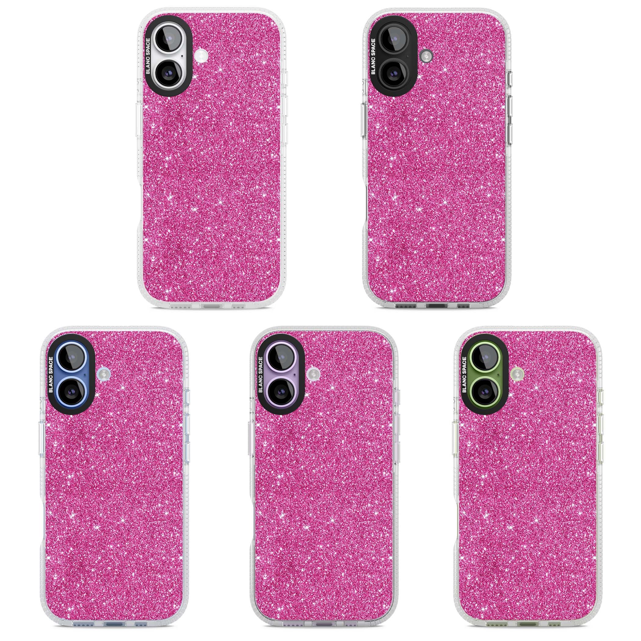 Pink Glitter Y2K iPhone case featuring hot pink glitter wallpaper with sparkle shimmer effect | Clear Case Impact Air case for iPhone 17