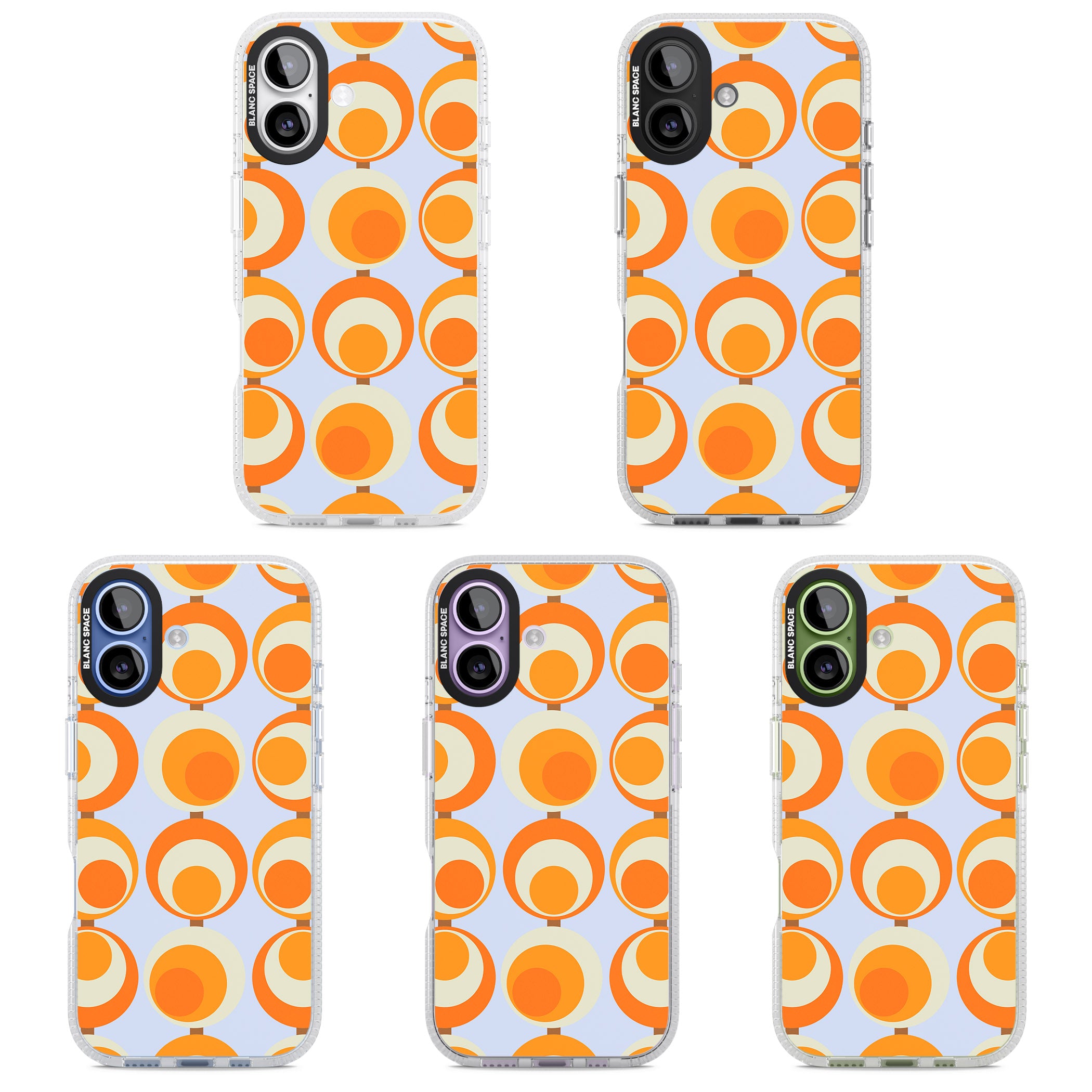 Mid Century Blue Orange Pattern iPhone 17 Impact Air Clear Phone Case APT Impact Protection