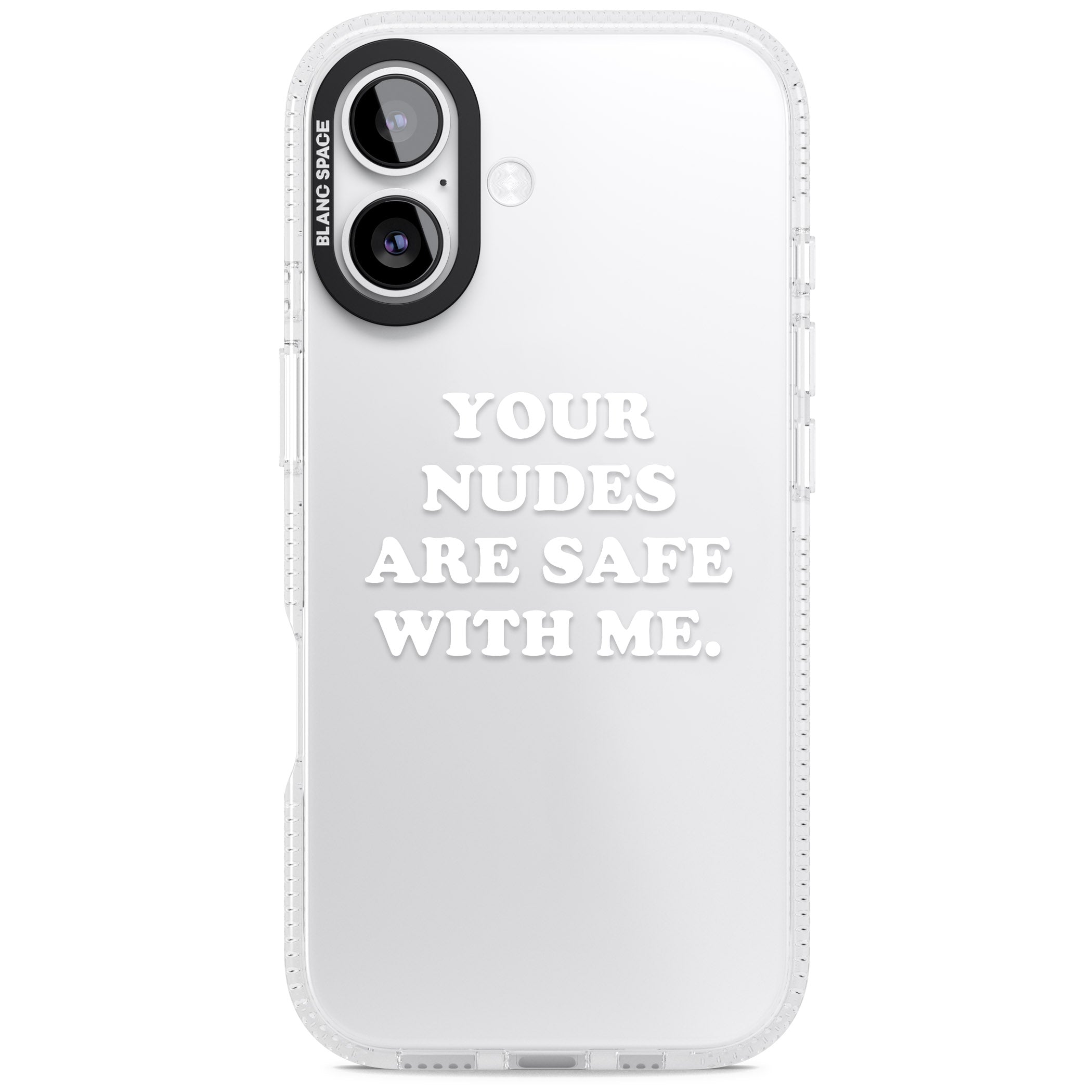 Your Nudes Are Safe White iPhone 17 Impact Air Clear Phone Case