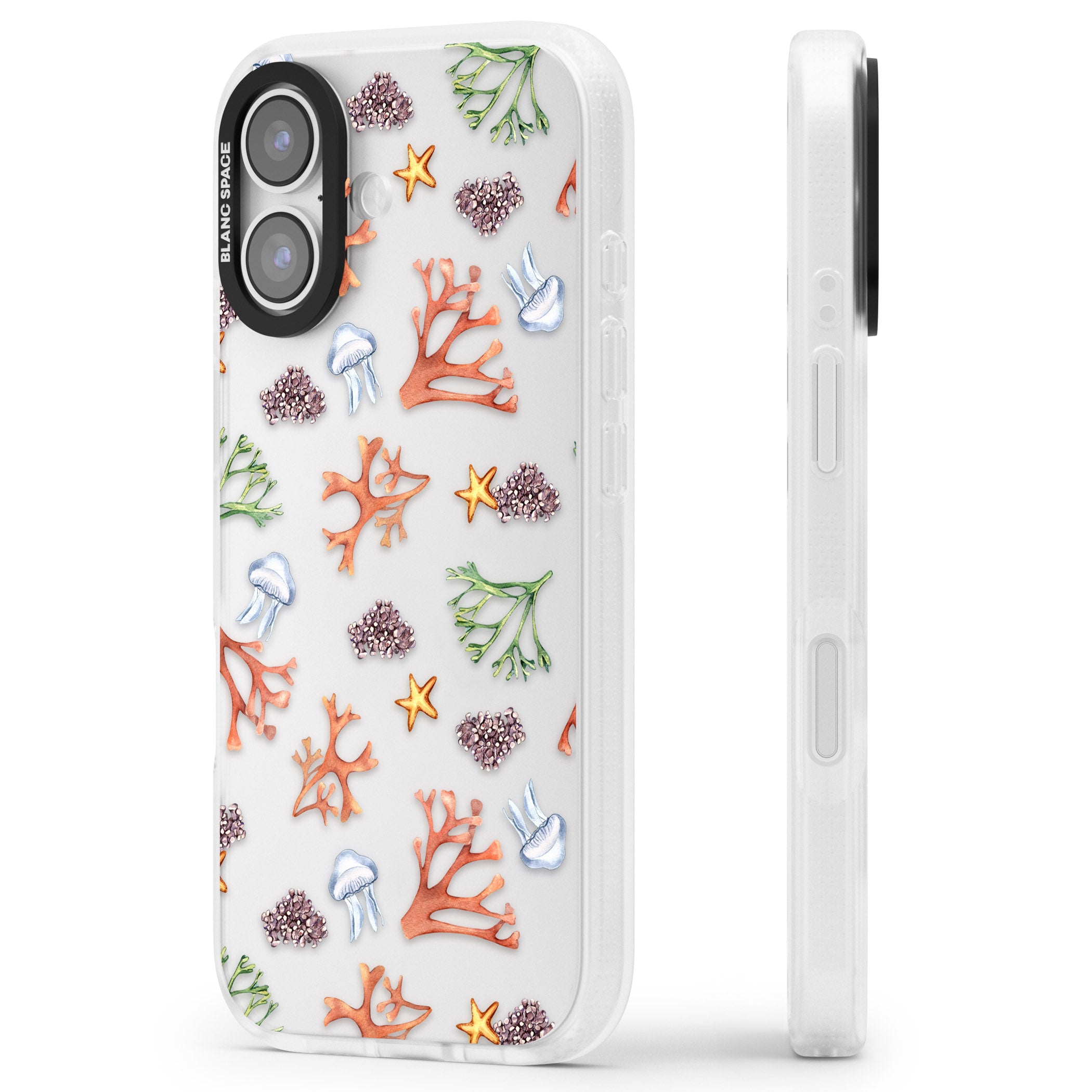 Coral & Jellyfish iPhone 17 Impact Air Clear Phone Case Side Profile