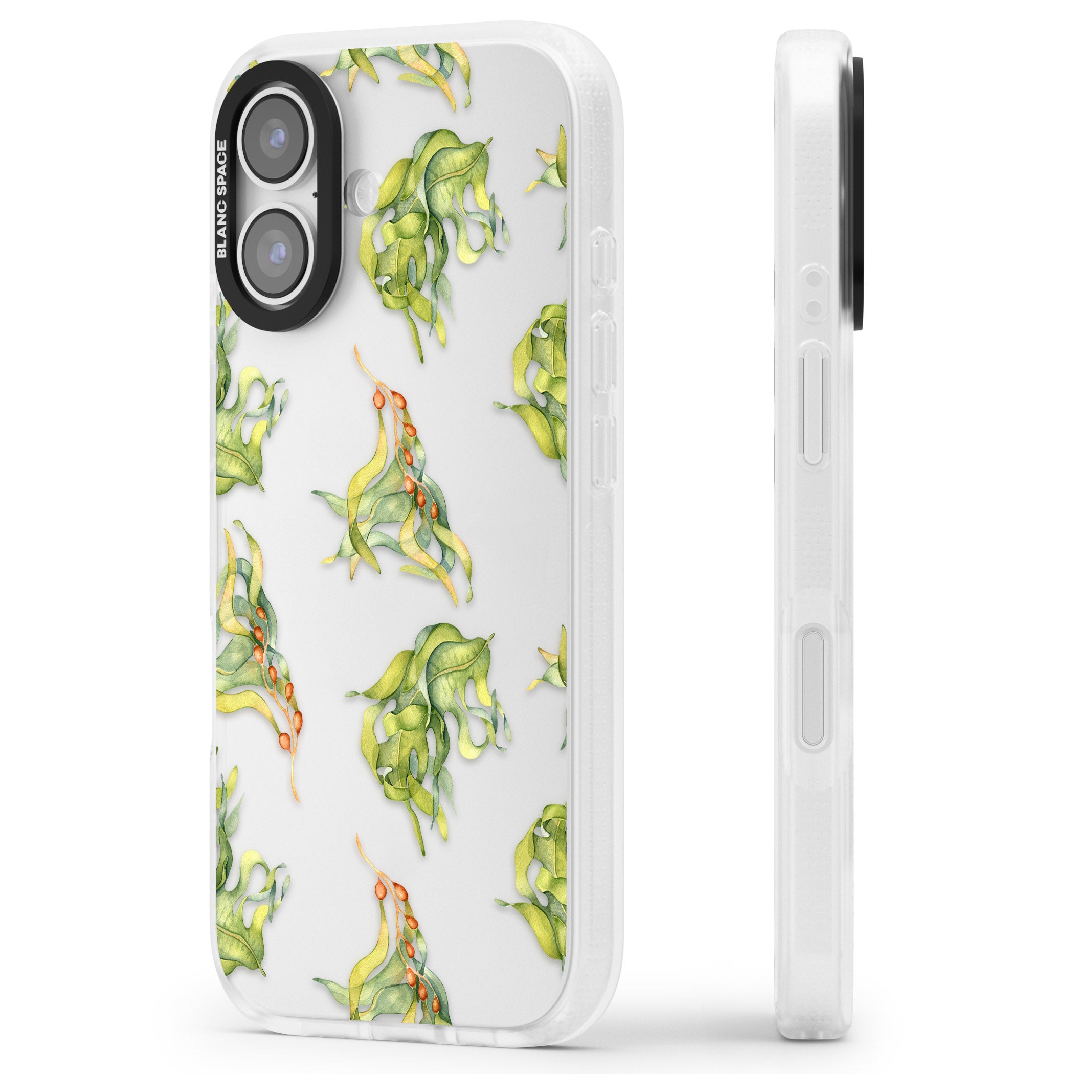 Flowing Seaweed Watercolor iPhone 17 Impact Air Clear Phone Case Side Profile