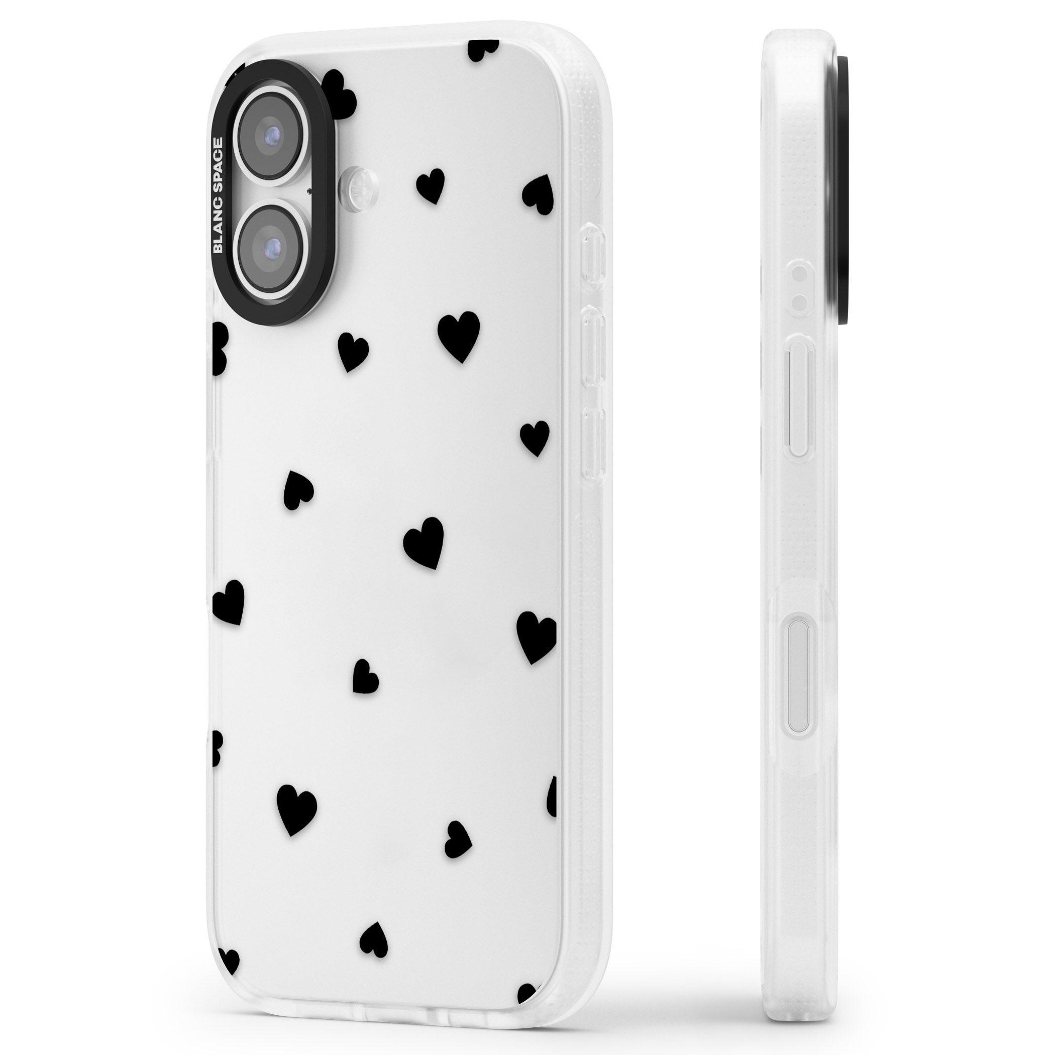 Black Hearts iPhone 17 Impact Air Clear Phone Case Side Profile