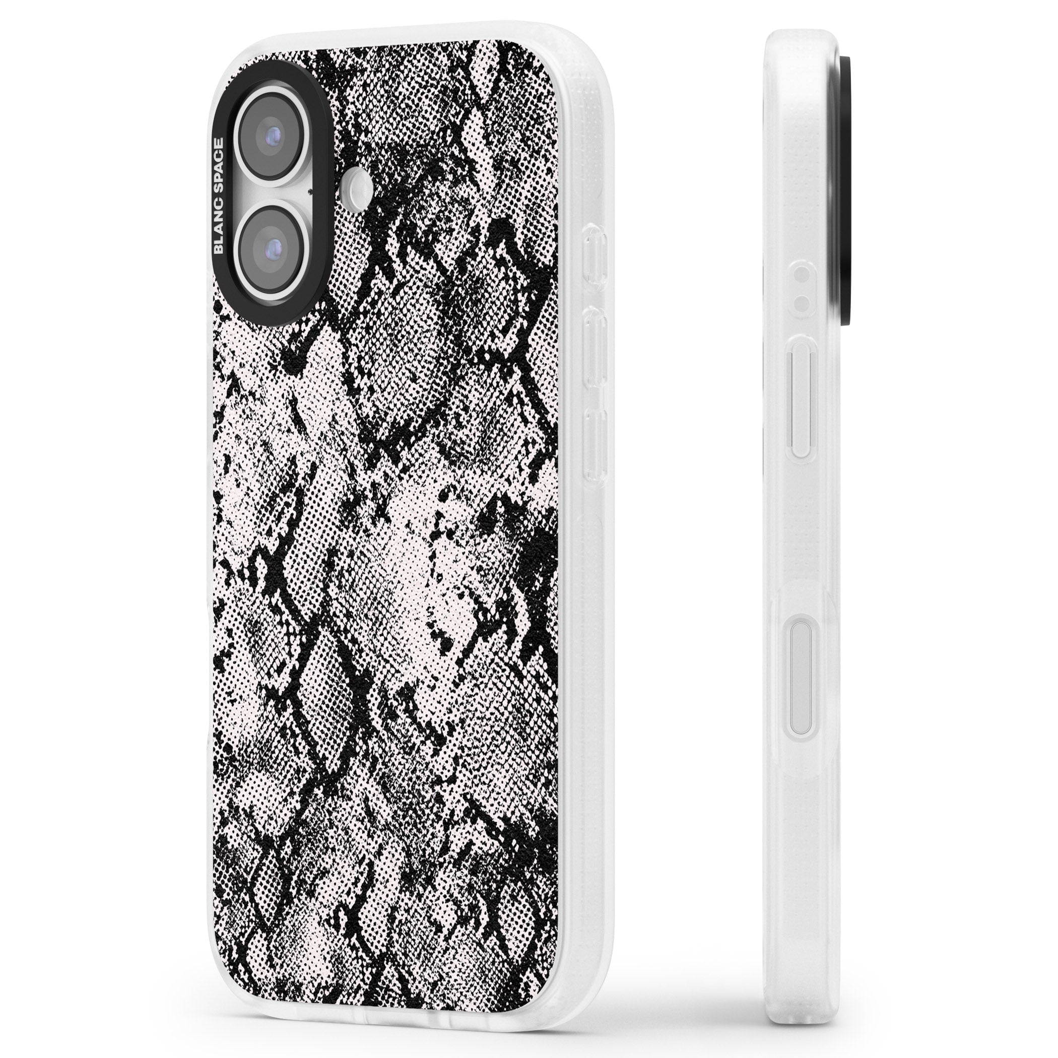 Pastel Snakeskin Grey iPhone 17 Impact Air Clear Phone Case Side Profile