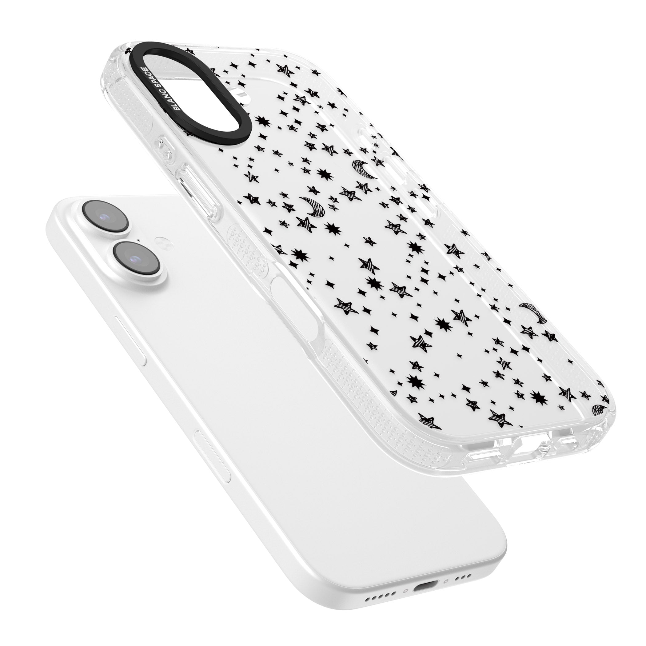 Black Cosmic Galaxy Pattern iPhone 17 Impact Air Clear Phone Case Colours