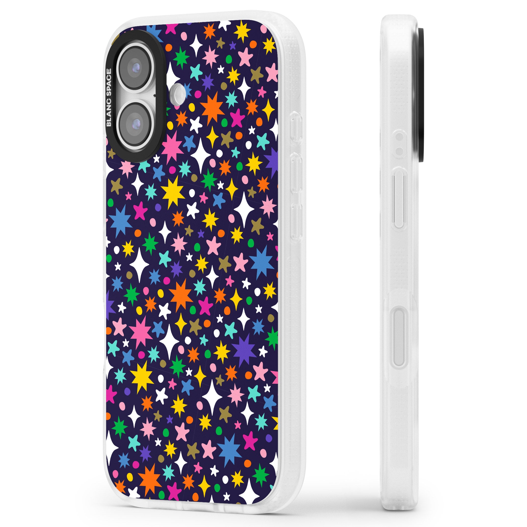Rainbow Starburst (Purple) iPhone 17 Impact Air Clear Phone Case Side Profile