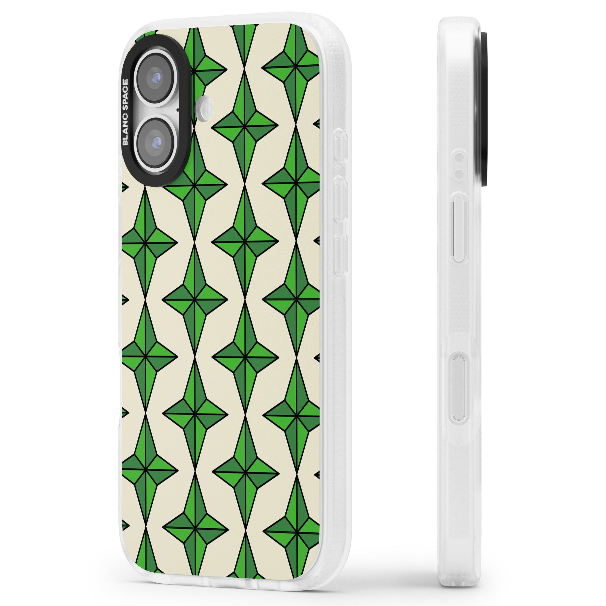 Emerald Stars Pattern iPhone 17 Impact Air Clear Phone Case Side Profile