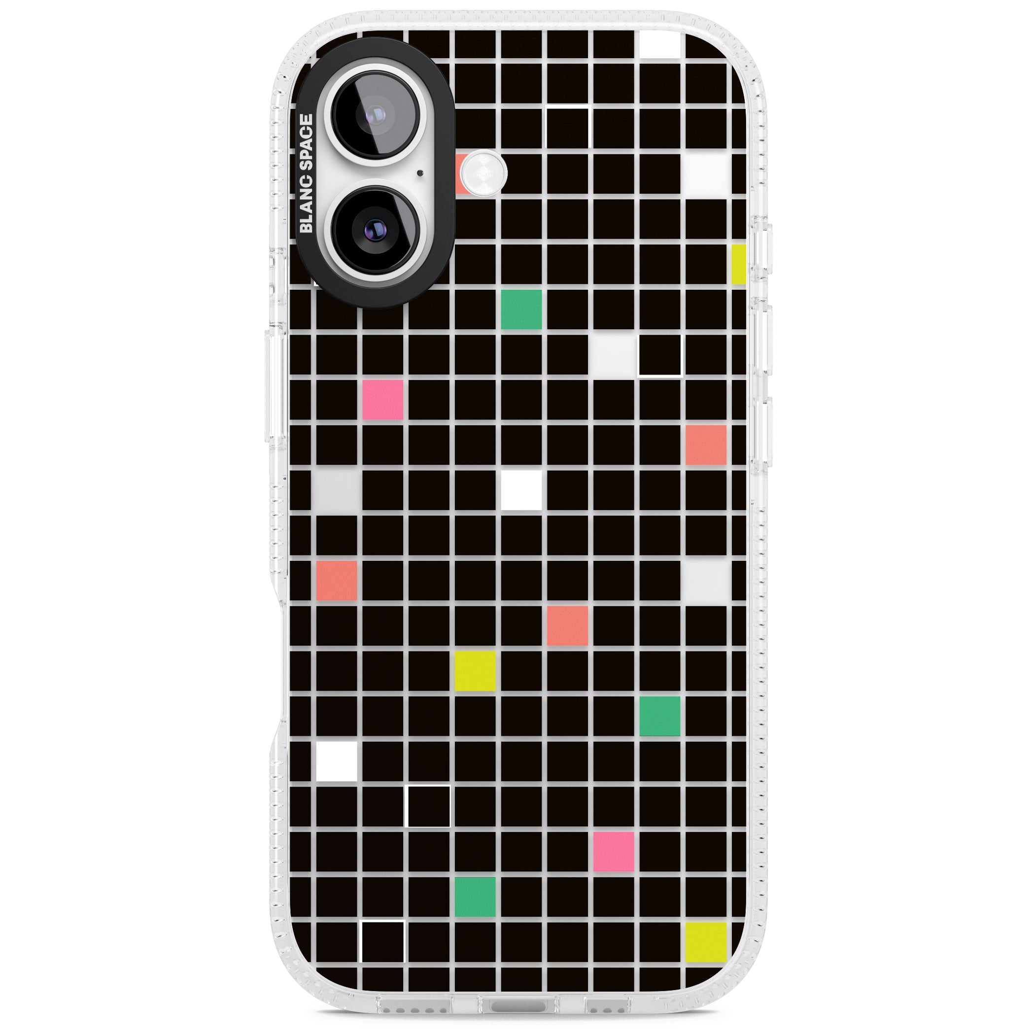 Vibrant Black Geometric Grid iPhone 17 Impact Air Clear Phone Case