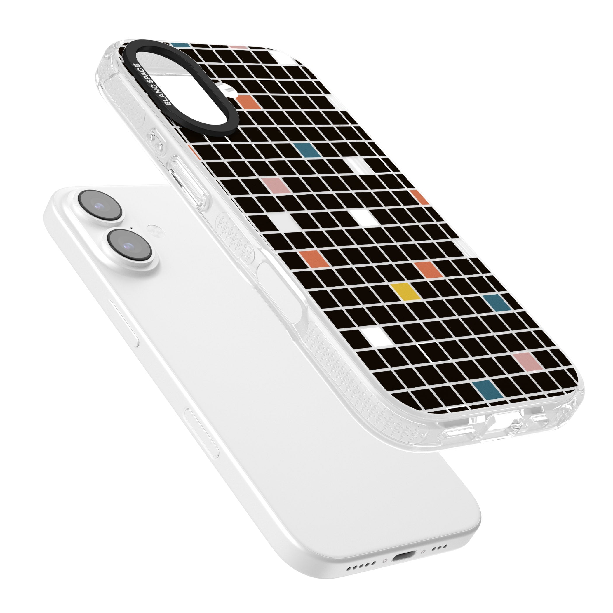 Earthtone Black Geometric Grid iPhone 17 Impact Air Clear Phone Case Colours