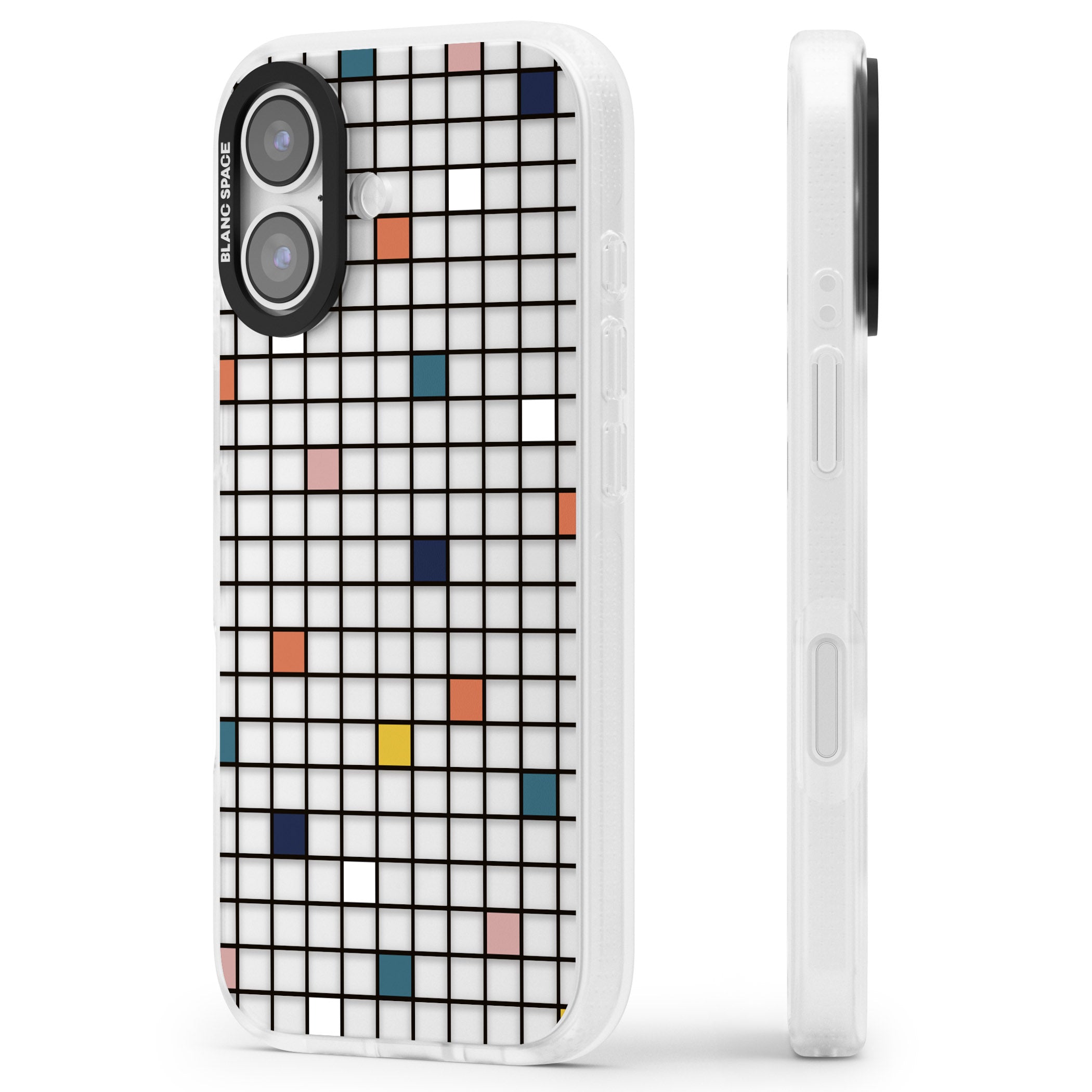 Earthtone Clear Geometric Grid iPhone 17 Impact Air Clear Phone Case Side Profile