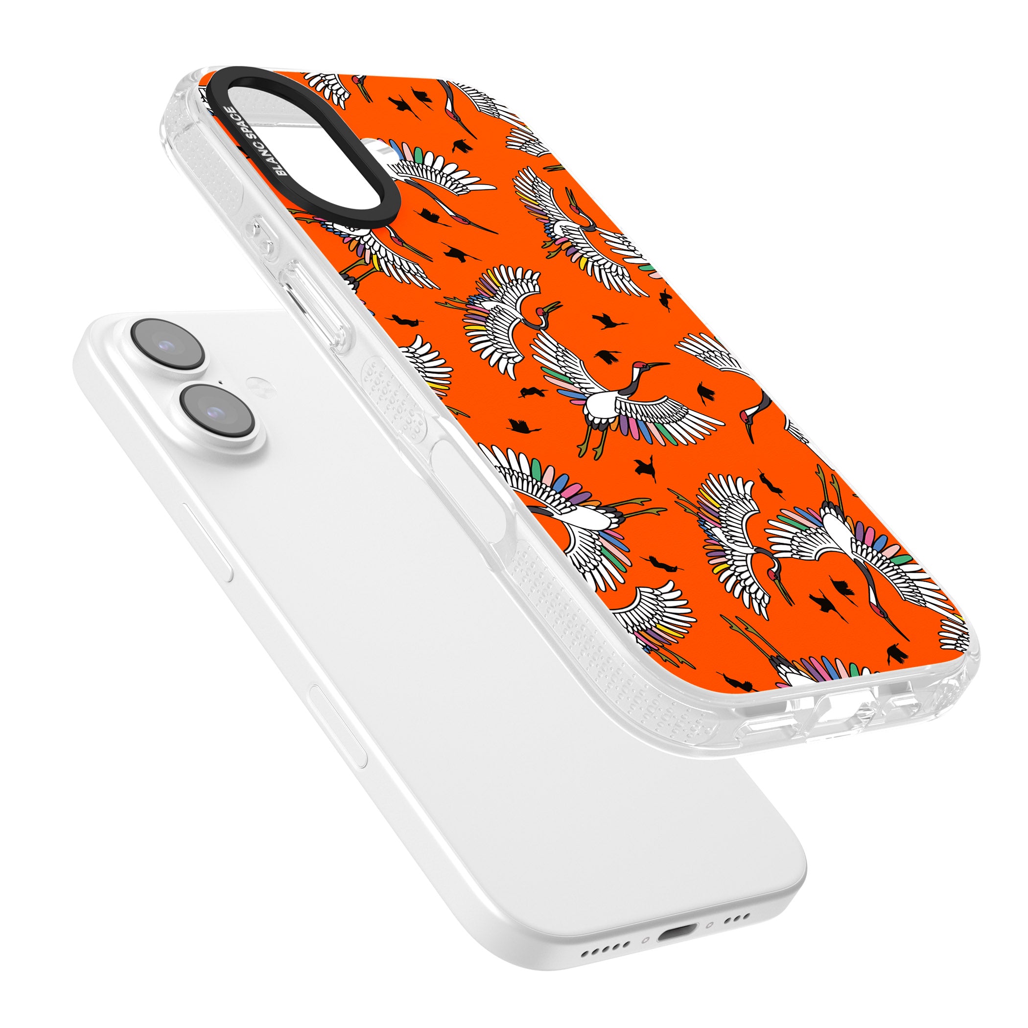 Colourful Crane Pattern (Orange) iPhone 17 Impact Air Clear Phone Case Colours