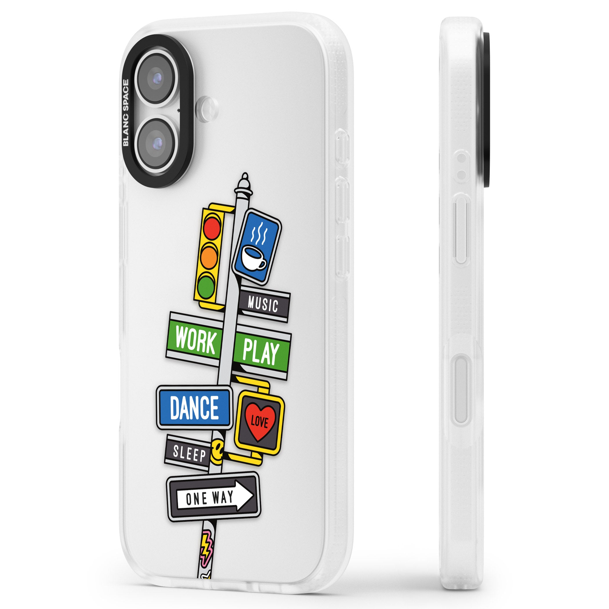 Mood Street Signs iPhone 17 Impact Air Clear Phone Case Side Profile
