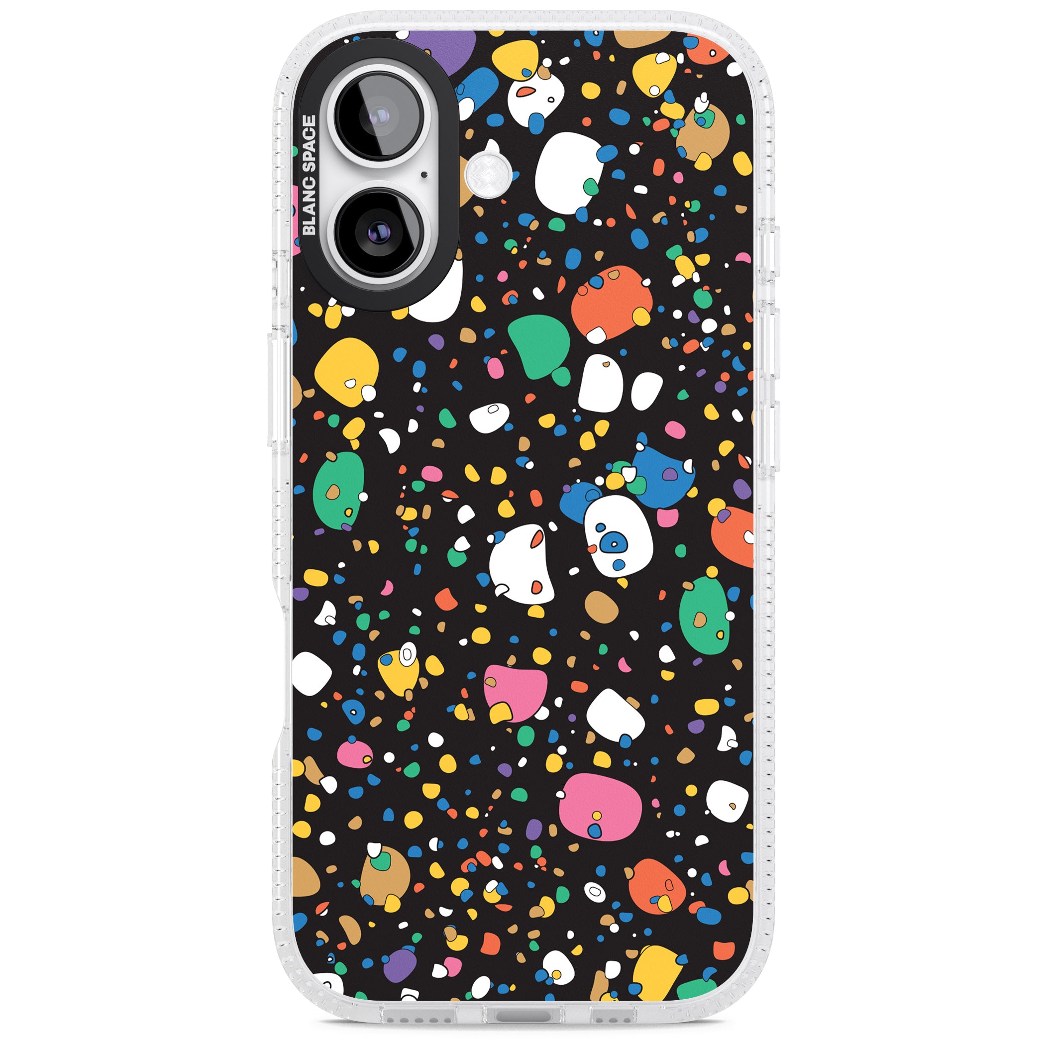 Colourful Confetti Pebbles (Black) iPhone 17 Impact Air Clear Phone Case