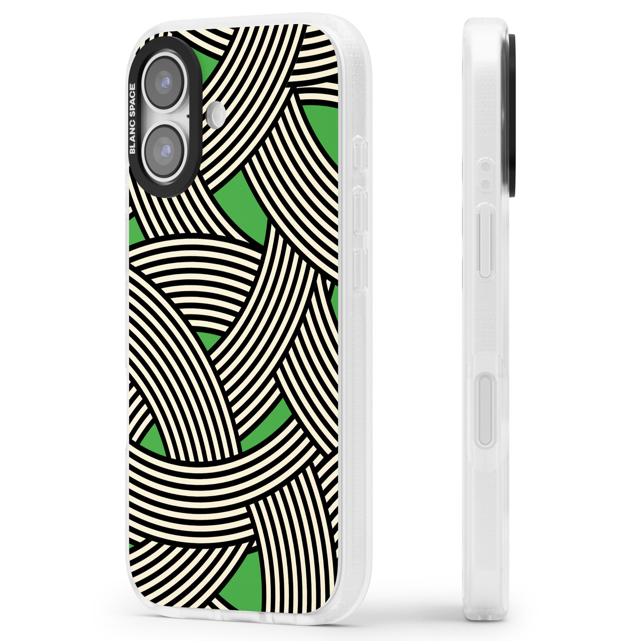Green Optic Waves iPhone 17 Impact Air Clear Phone Case Side Profile
