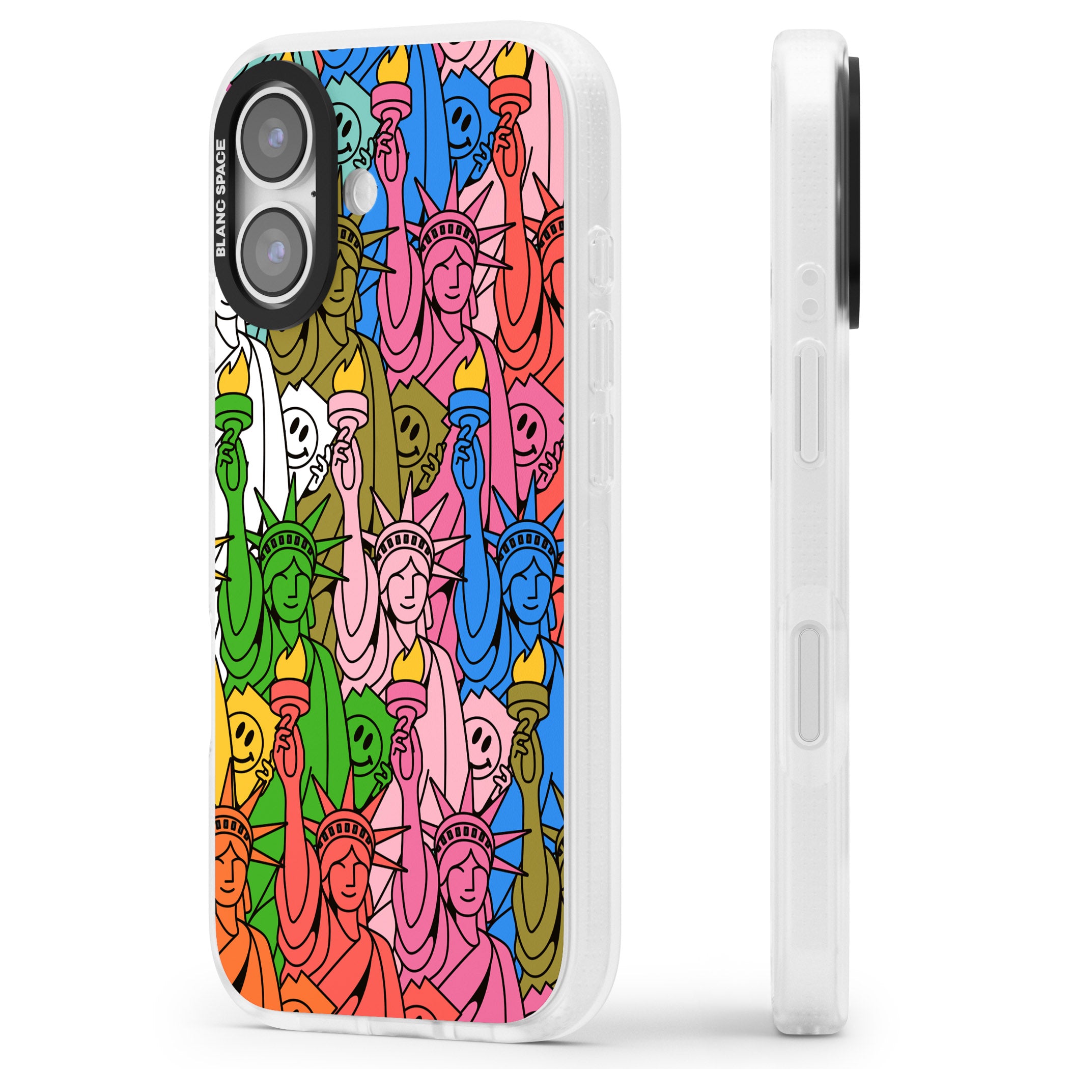 Multicolour Liberty Pattern iPhone 17 Impact Air Clear Phone Case Side Profile