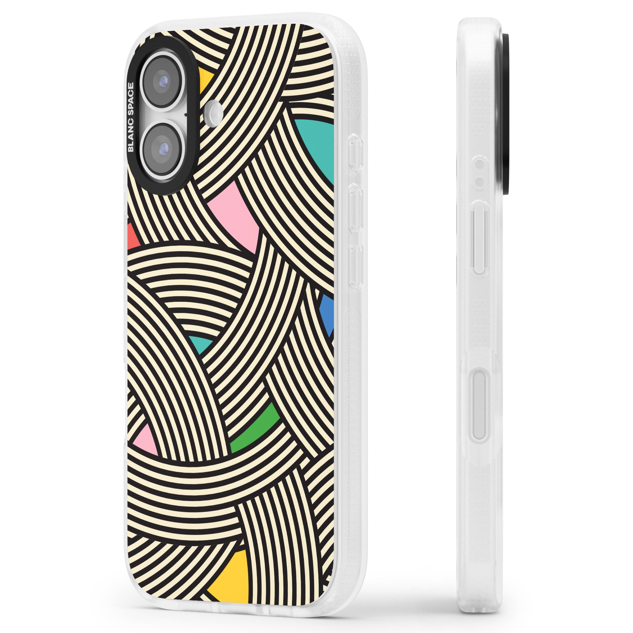 Multicolour Optic Waves iPhone 17 Impact Air Clear Phone Case Side Profile
