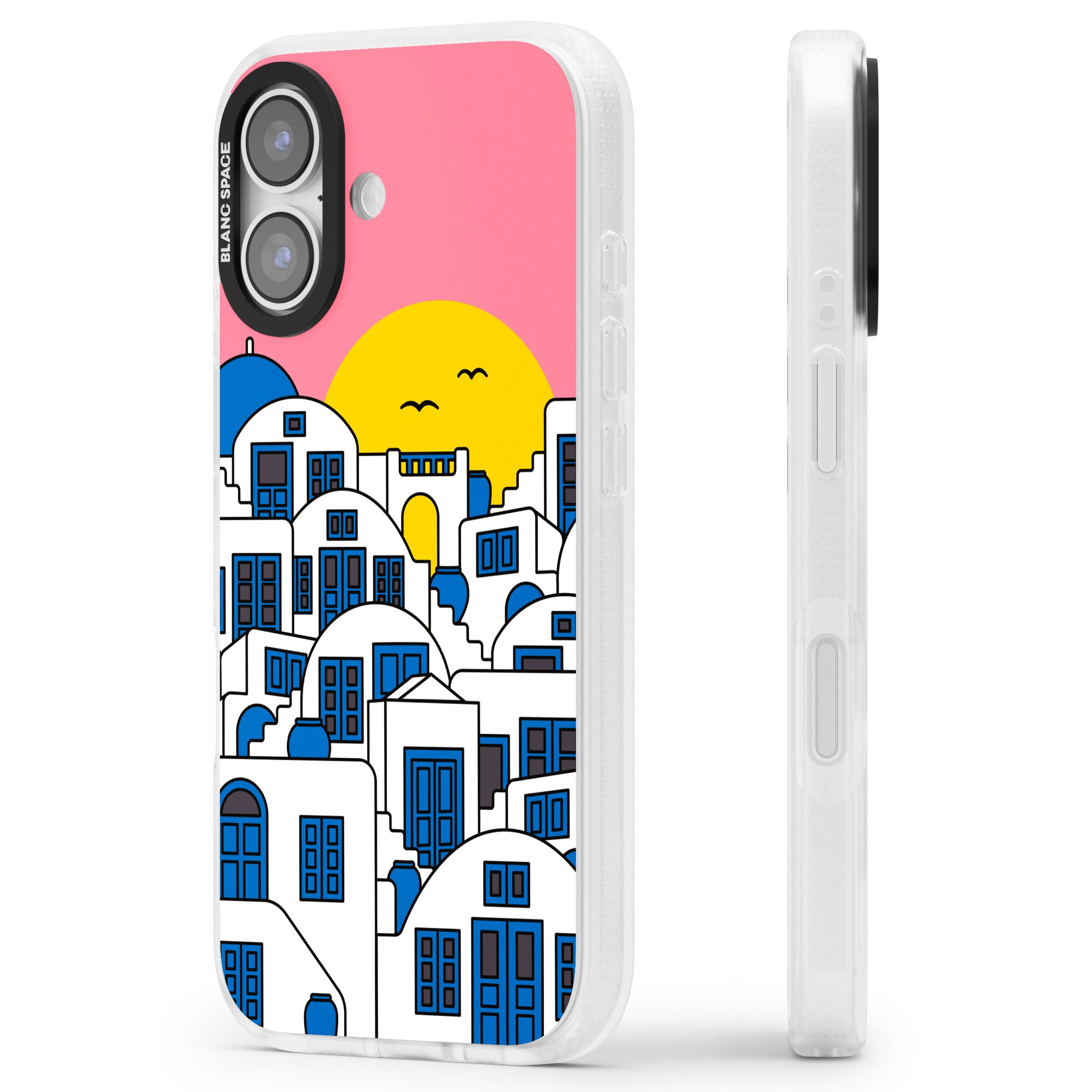 Santorini Sunset iPhone 17 Impact Air Clear Phone Case Side Profile