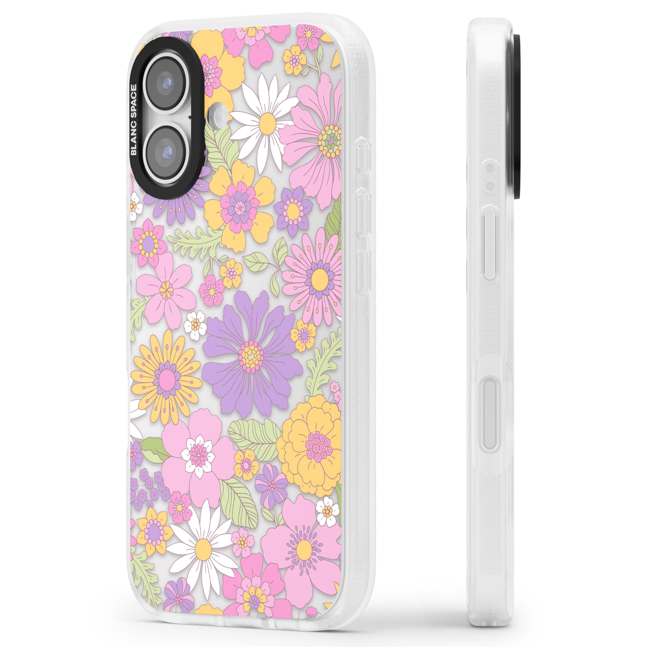 Soft Flower Mix iPhone 17 Impact Air Clear Phone Case Side Profile