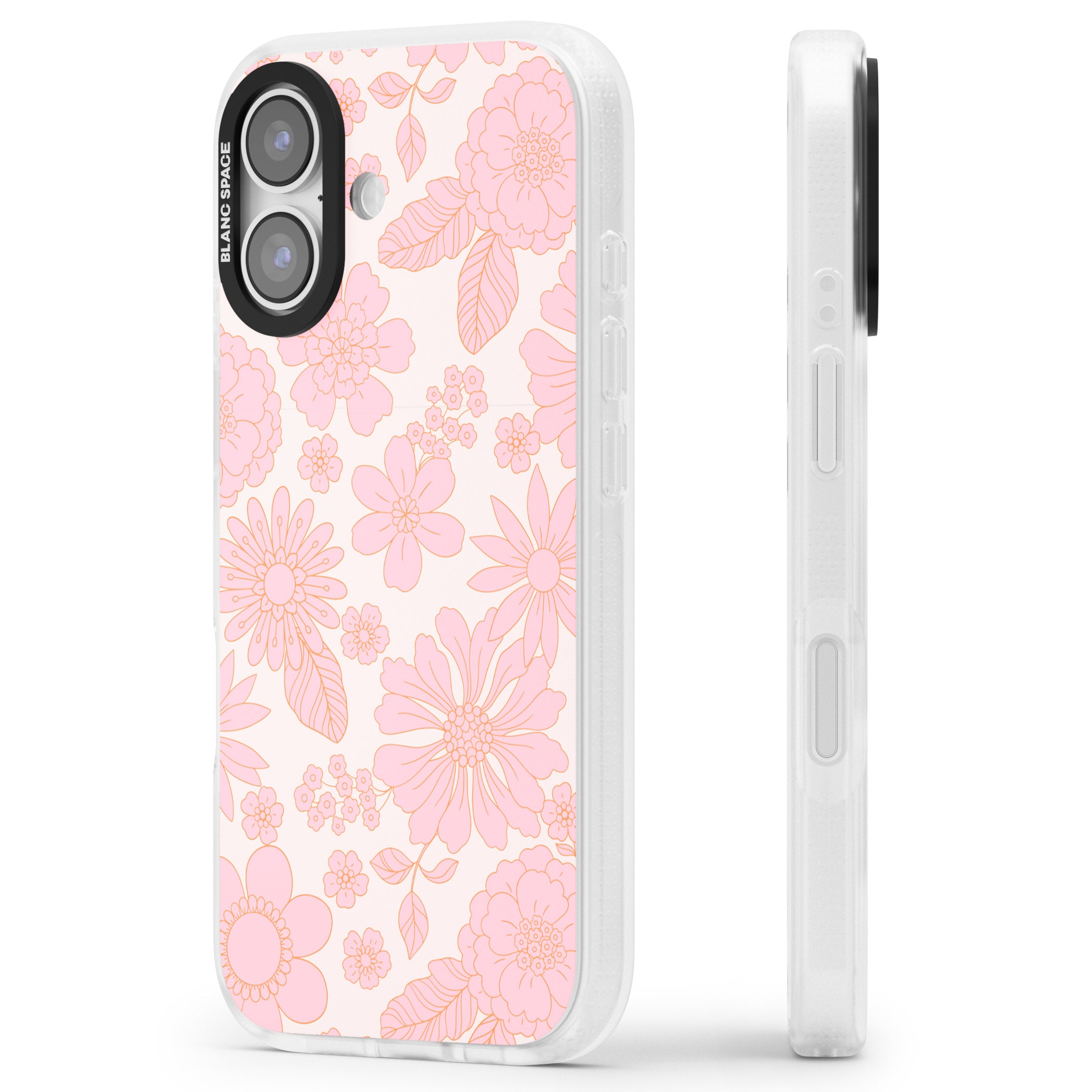 Gentle Pink Flowers iPhone 17 Impact Air Clear Phone Case Side Profile