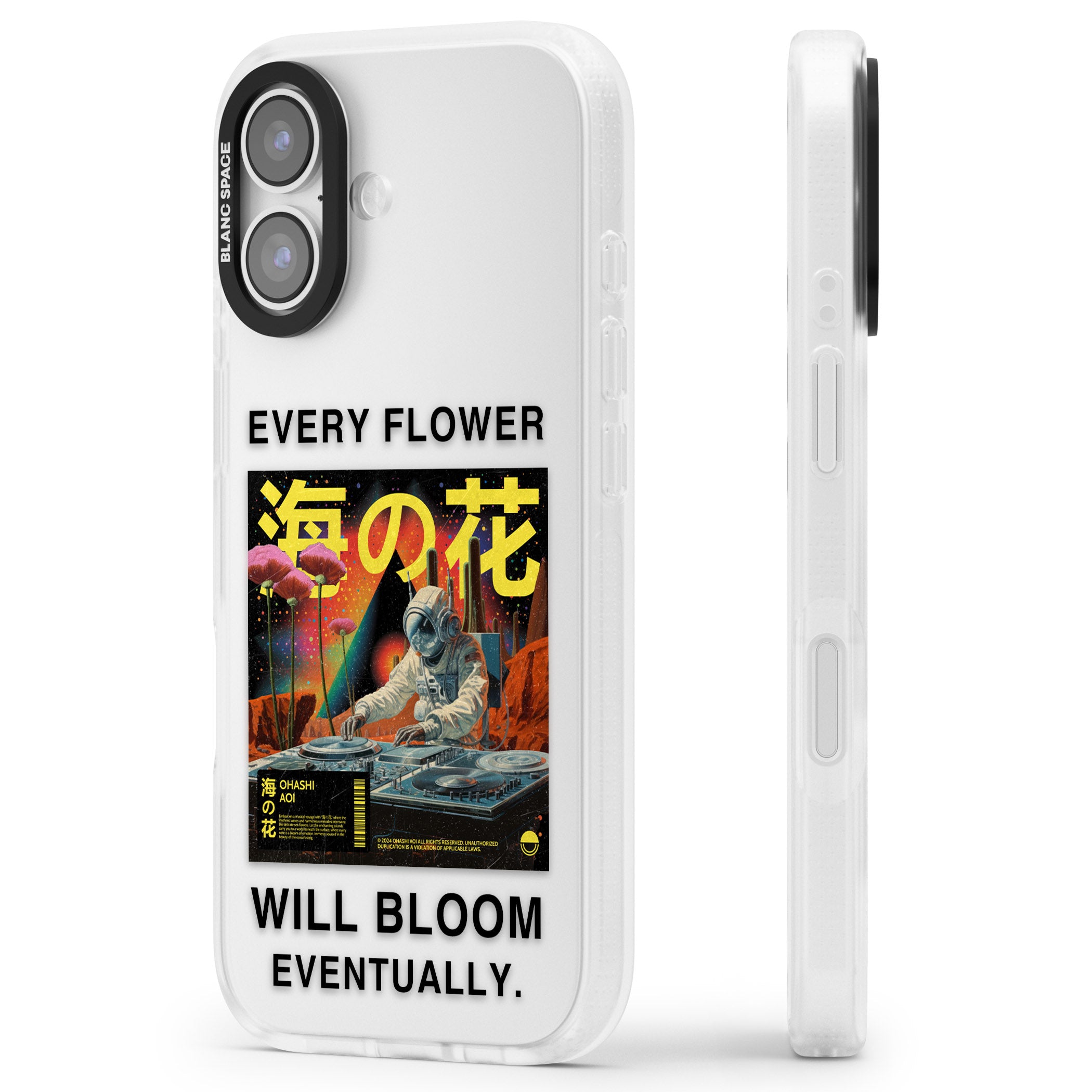Every Flower Will Bloom Eventually iPhone 17 Impact Air Clear Phone Case Side Profile