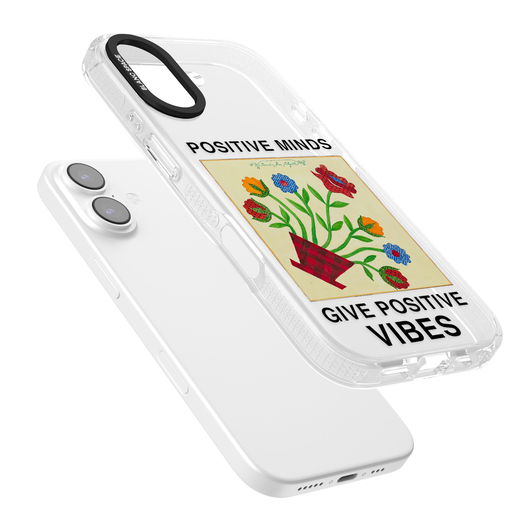 Positive Minds Give Positive Vibes iPhone 17 Impact Air Clear Phone Case Colours