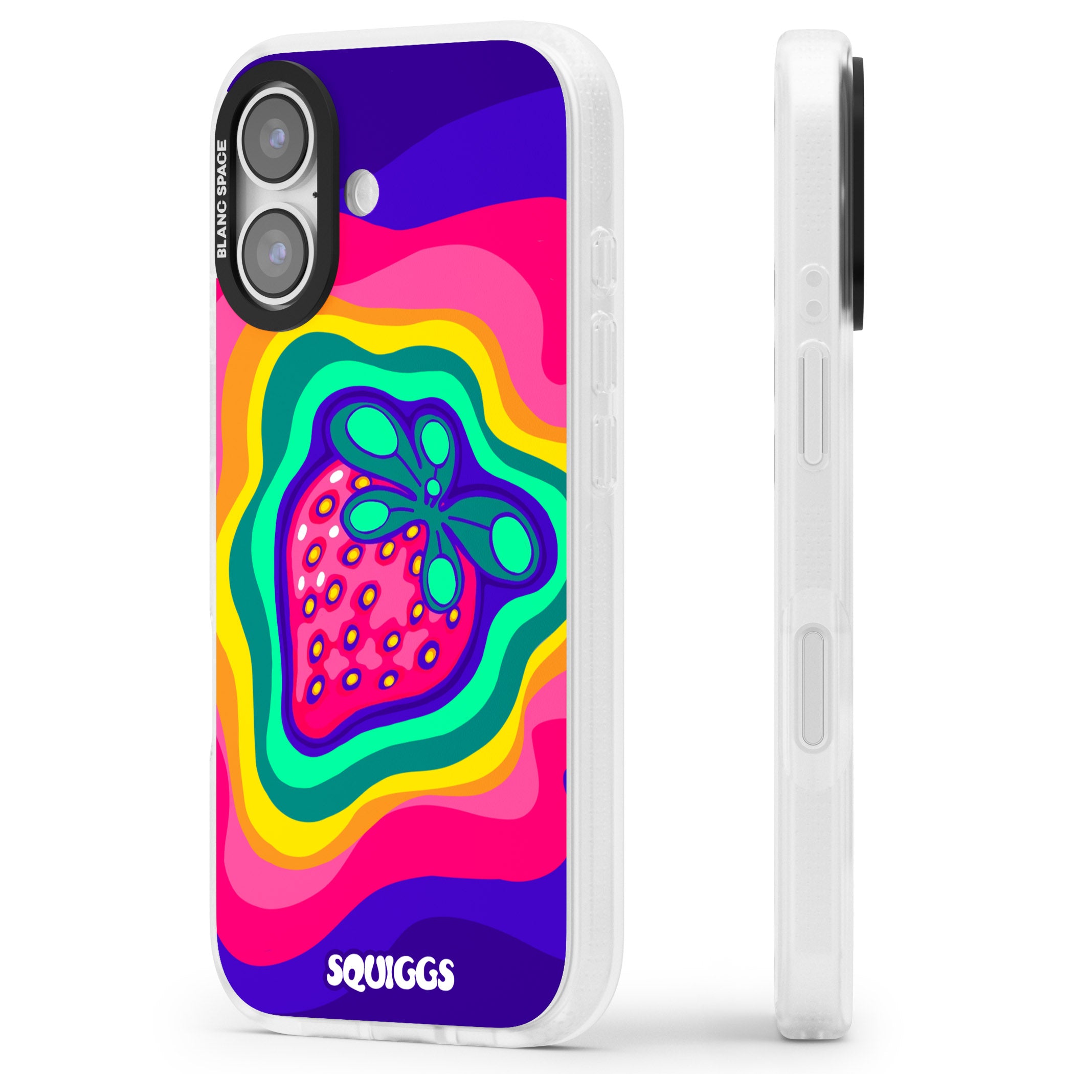 Strawberry Rainbow iPhone 17 Impact Air Clear Phone Case Side Profile