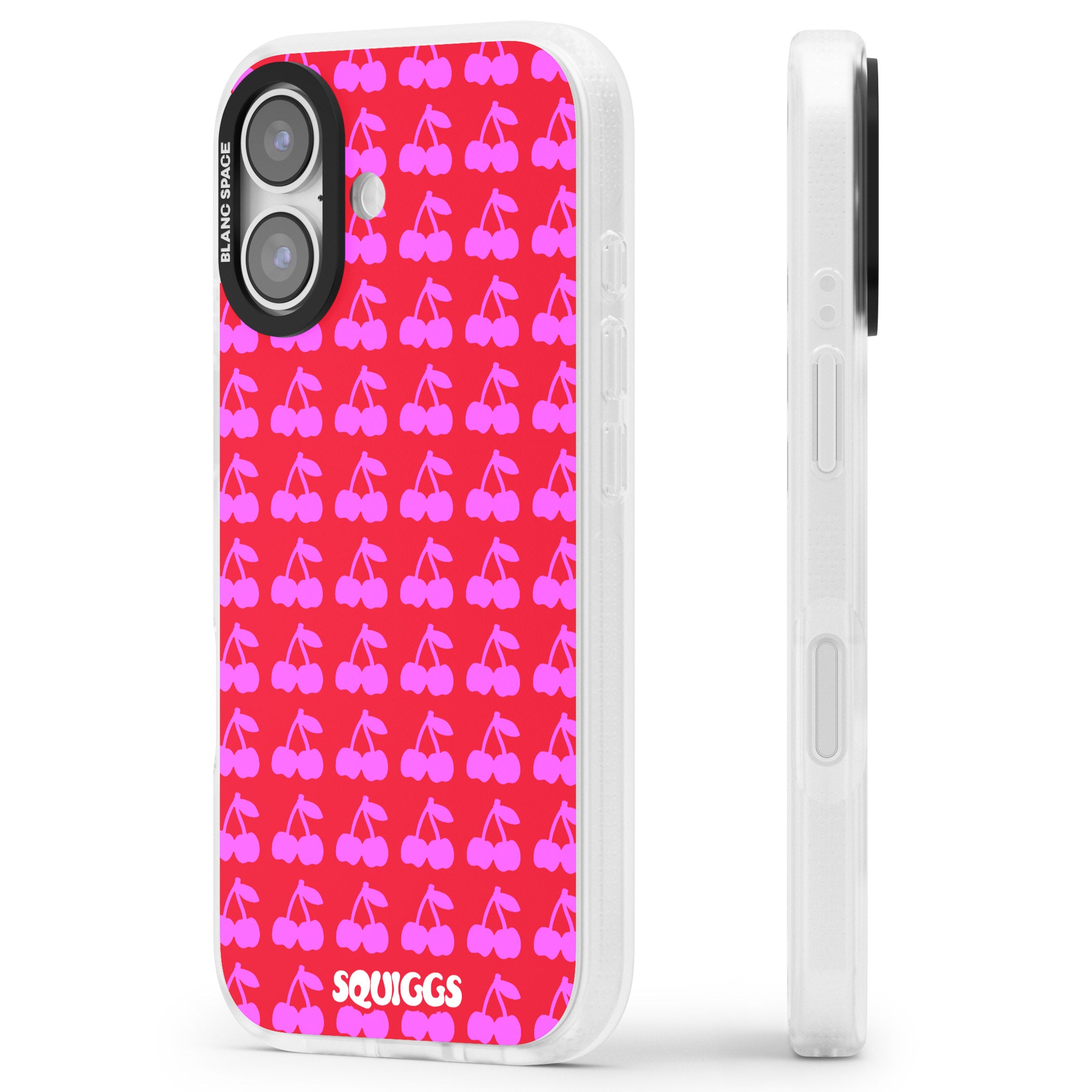 Red Cherries iPhone 17 Impact Air Clear Phone Case Side Profile