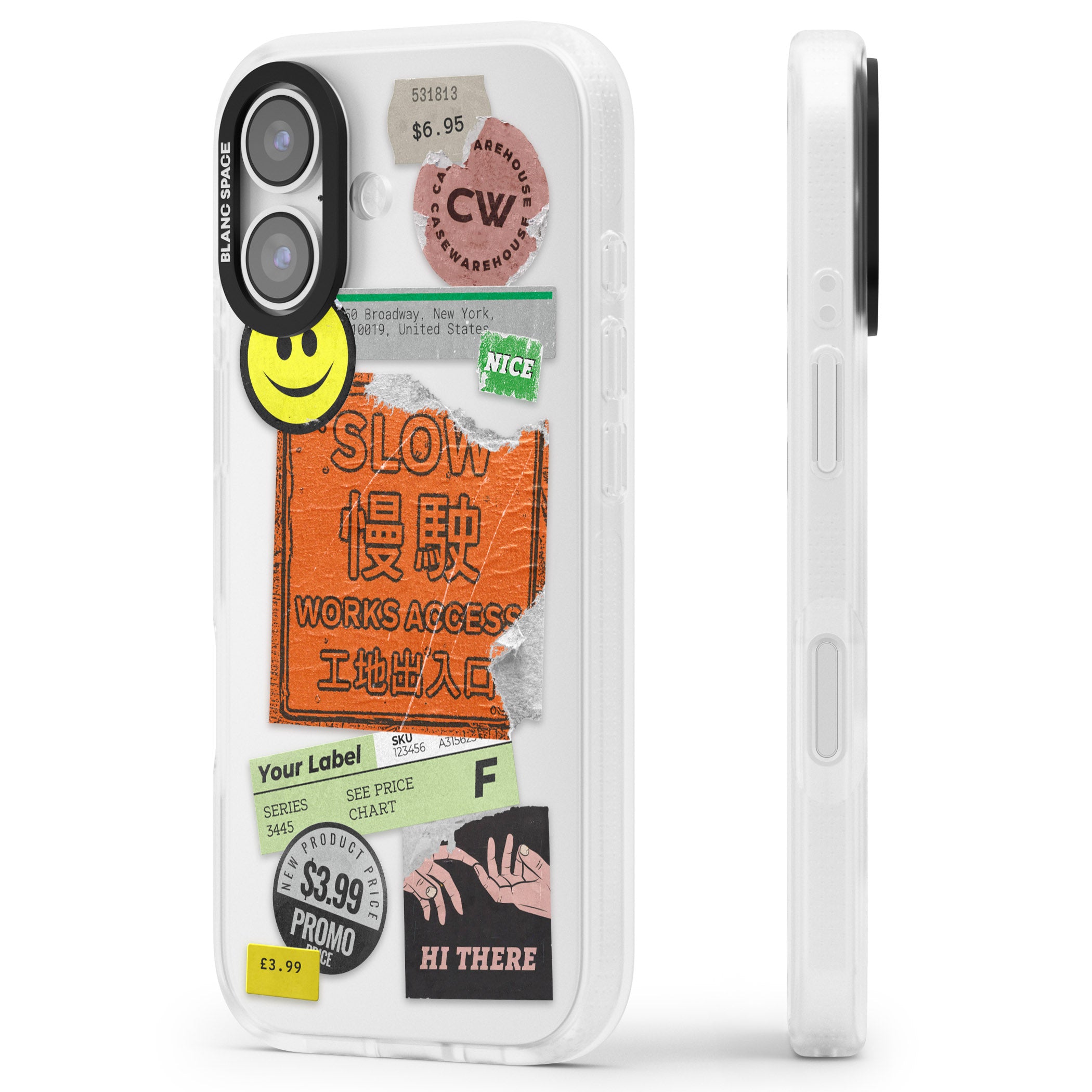 Kanji Signs Sticker Mix iPhone 17 Impact Air Clear Phone Case Side Profile