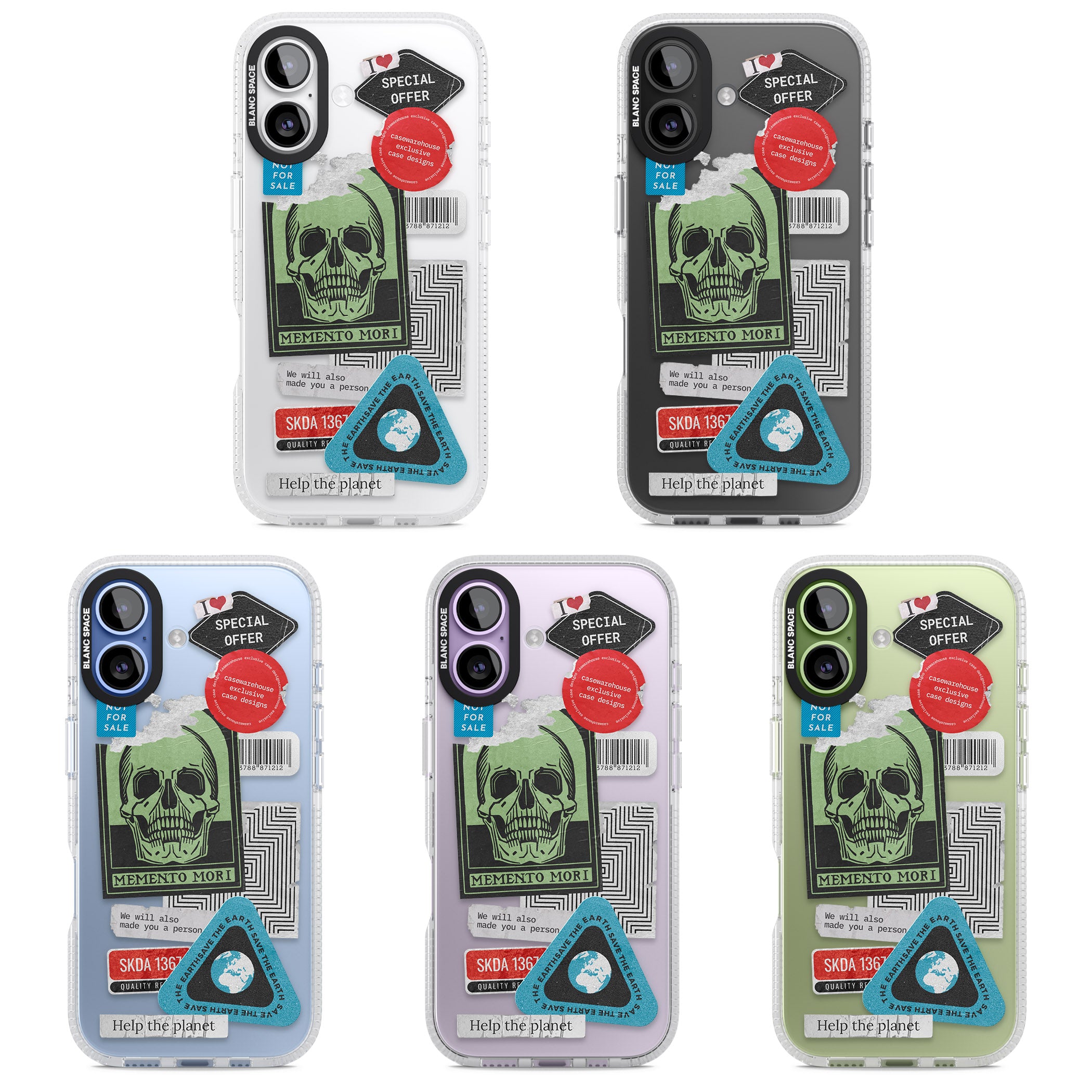 Skull Sticker Mix iPhone 17 Impact Air Clear Phone Case APT Impact Protection
