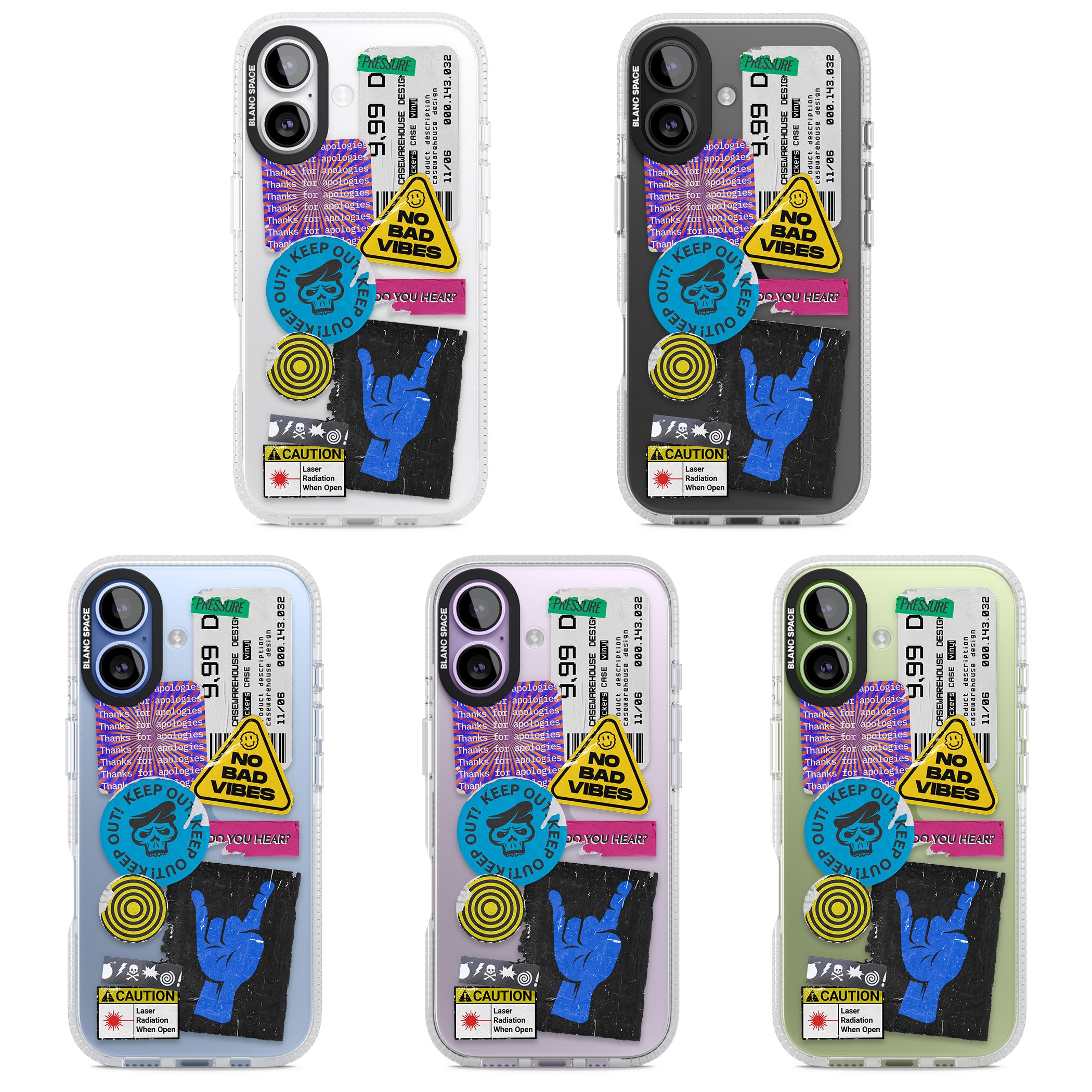 No Bad Vibes Sticker Mix iPhone 17 Impact Air Clear Phone Case APT Impact Protection