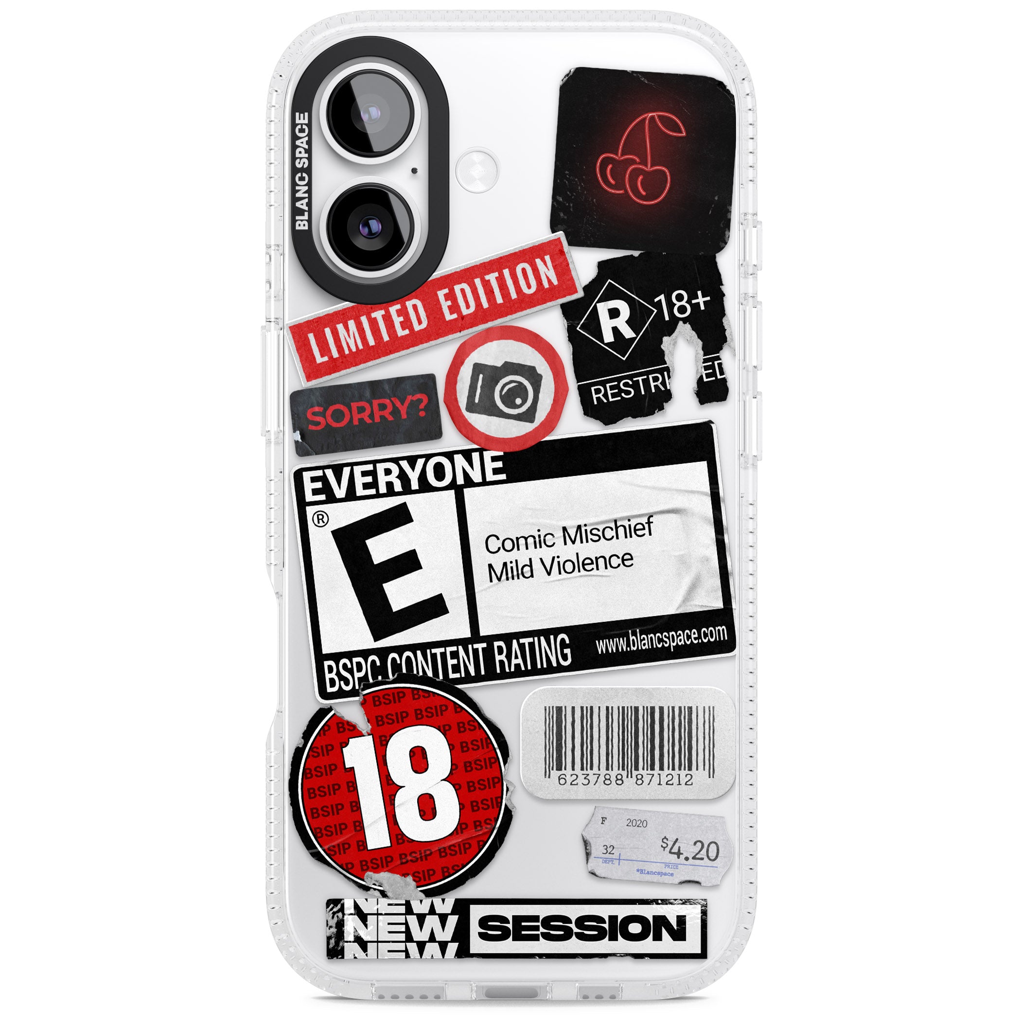 Rated 18+ Sticker Mix iPhone 17 Impact Air Clear Phone Case